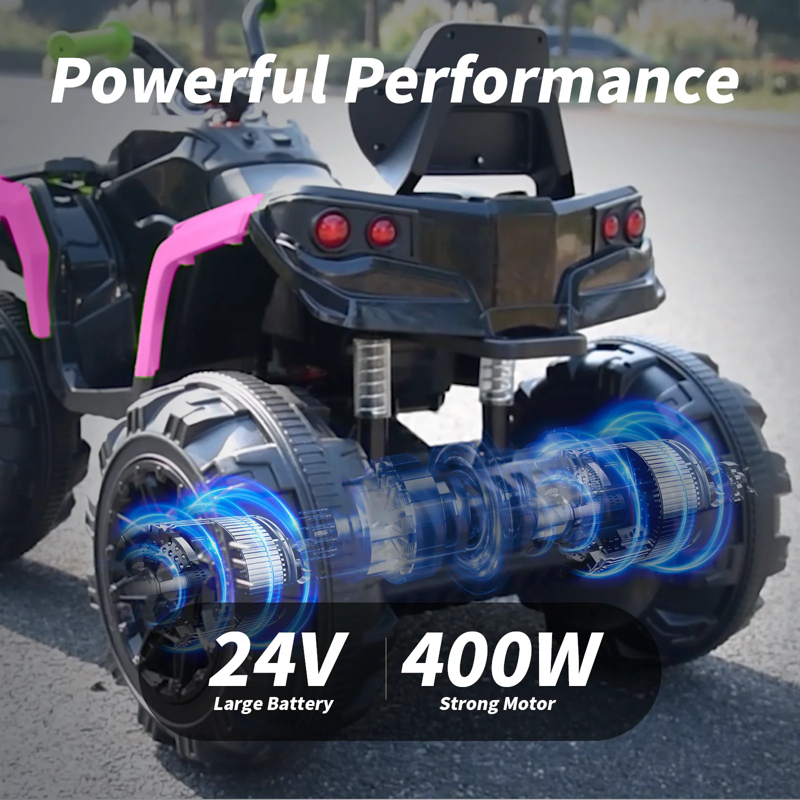 Outfunny 24V Kids 4 Wheeler, Electric ATV Quad Ride-on Toy for Big Kids Ages 3 and up - Womvr