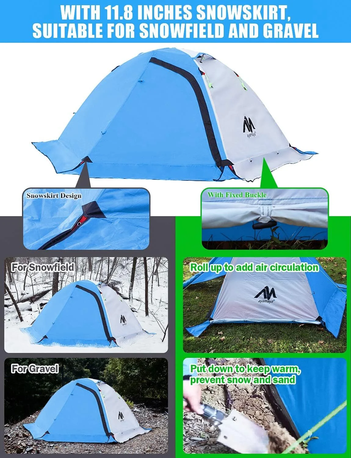 IC ICLOVER 4 Season Backpacking Tent for 2 Person Ultralight Waterproof All Weather Double Layer Camping Tents for Backpacker Outdoor Hiking Survival - Green - Womvr