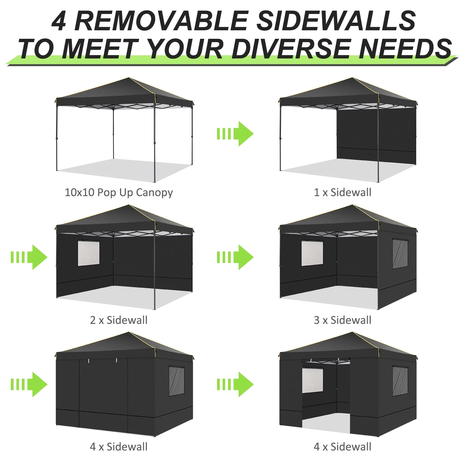 SANOPY 10' x 10' Pop up Canopy, UV and Rain Resistant Canopy Shelter with 4 Removable Sidewalls and Sandbags, Outdoor Canopy with Carry Bag for Grass, Beach and Camping - Womvr