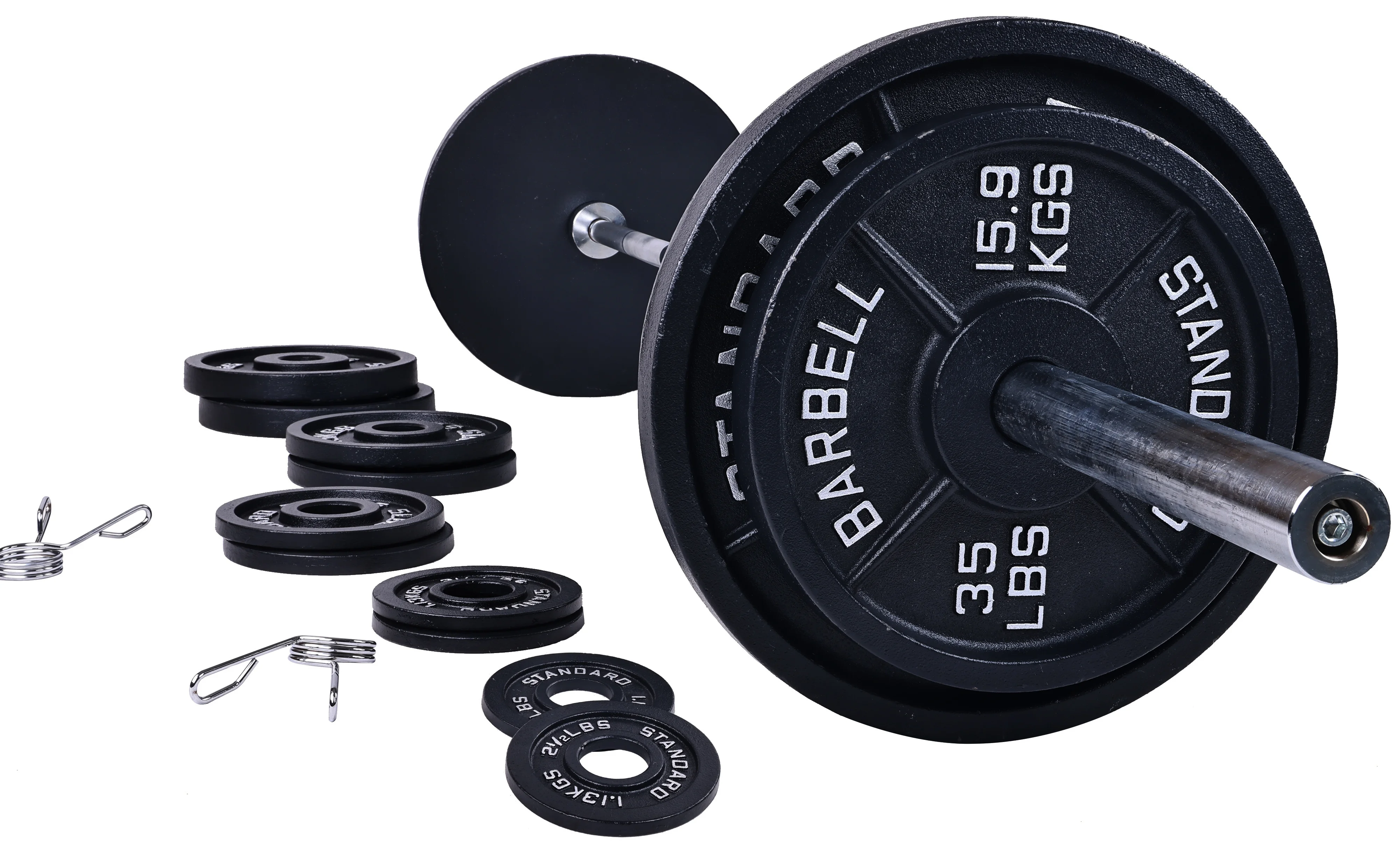 BalanceFrom Cast Iron Olympic Weight Including 7FT Olympic Barbell and Clips, 300-Pound Set (255 Pounds Plates + 45 Pounds Barbell), Multiple Packages - Womvr
