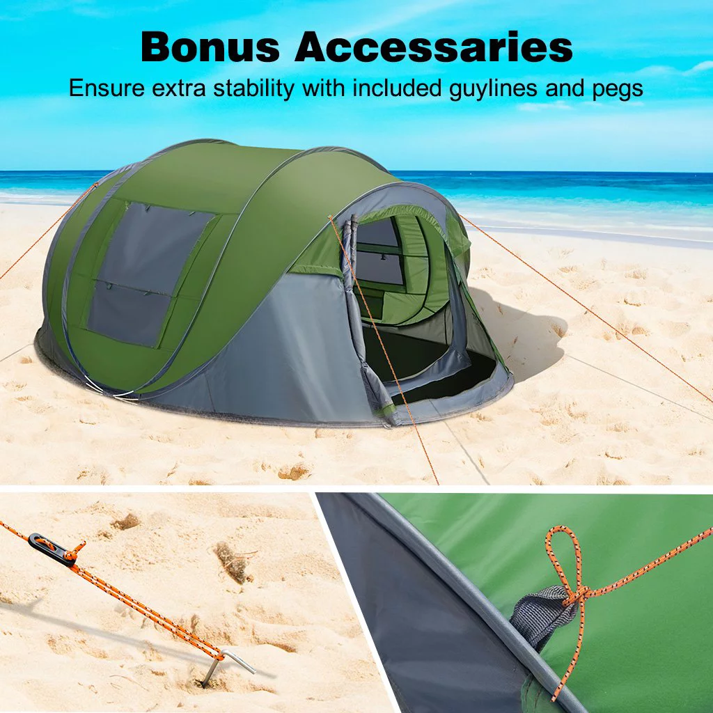 4 Person Easy Pop up Tent Waterproof Automatic Setup 2 Doors-Instant Family Tents for Camping Hiking & Traveling - Womvr
