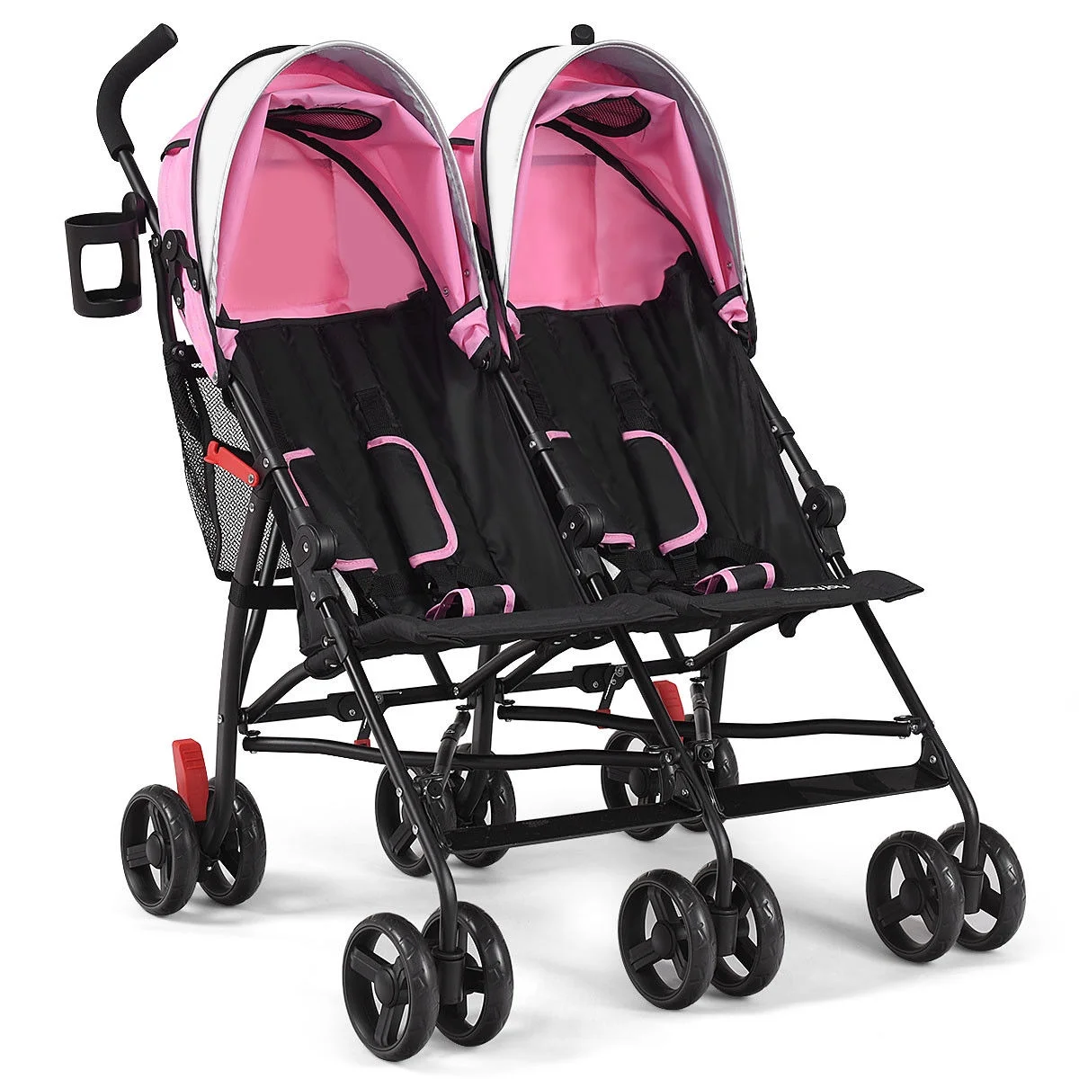 Baby-joy Foldable Twin Baby Double Stroller Kids Ultralight Umbrella Stroller Pushchair Black - Womvr