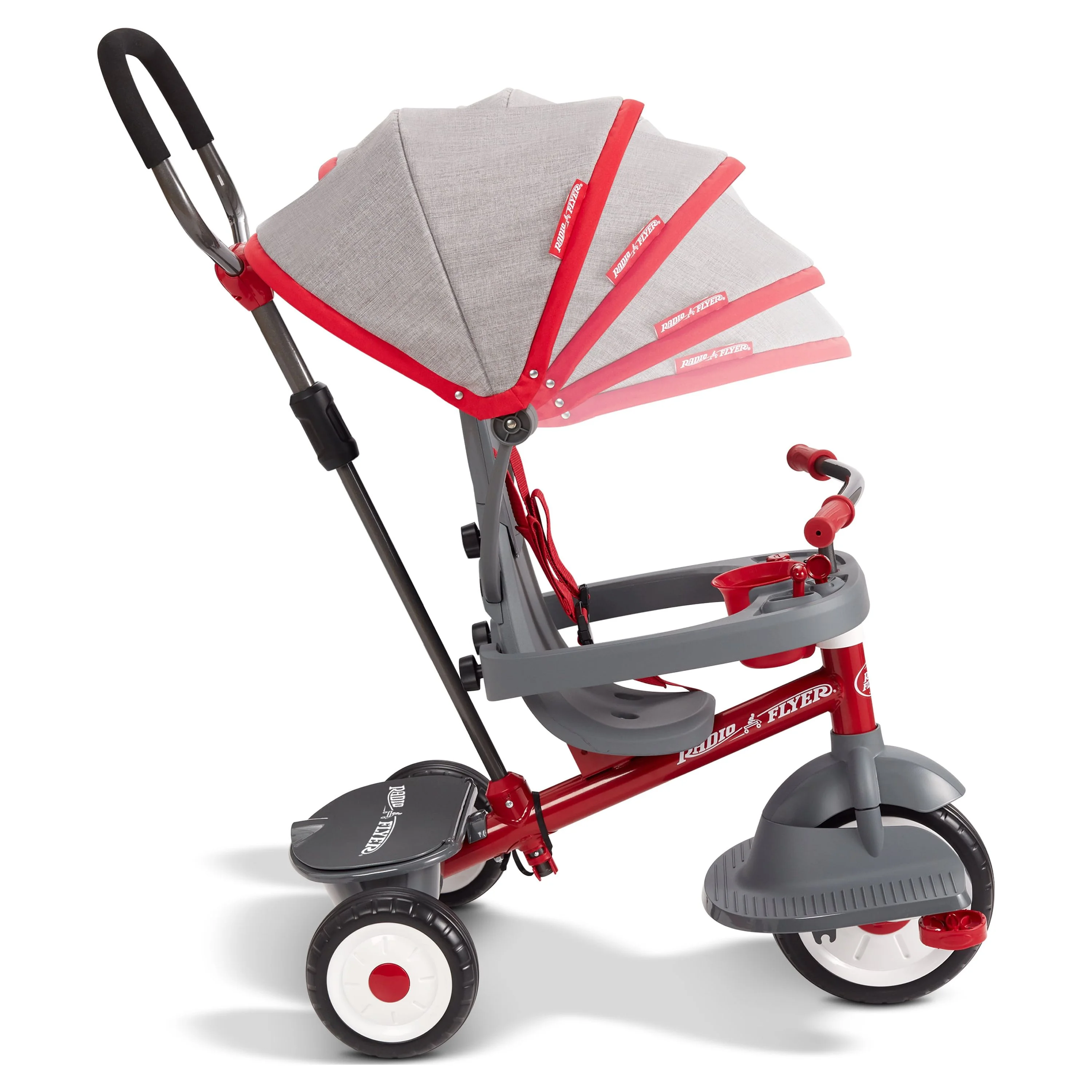 Radio Flyer, 4-in-1 Stroll 'N Trike with Activity Tray, Red & Gray, Convertible Tricycle,  Unisex - Womvr