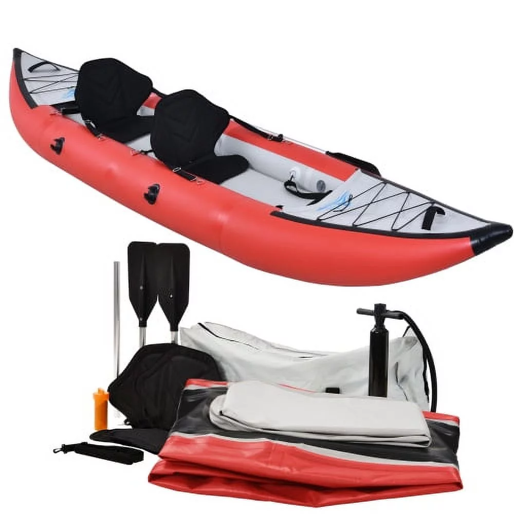MKING Inflatable Kayak Set with Paddle & Air Pump, Deluxe Extended Version Tandem 2 Person Kayak,Portable Recreational Touring Kayak Foldable Fishing Touring Kayaks - Womvr
