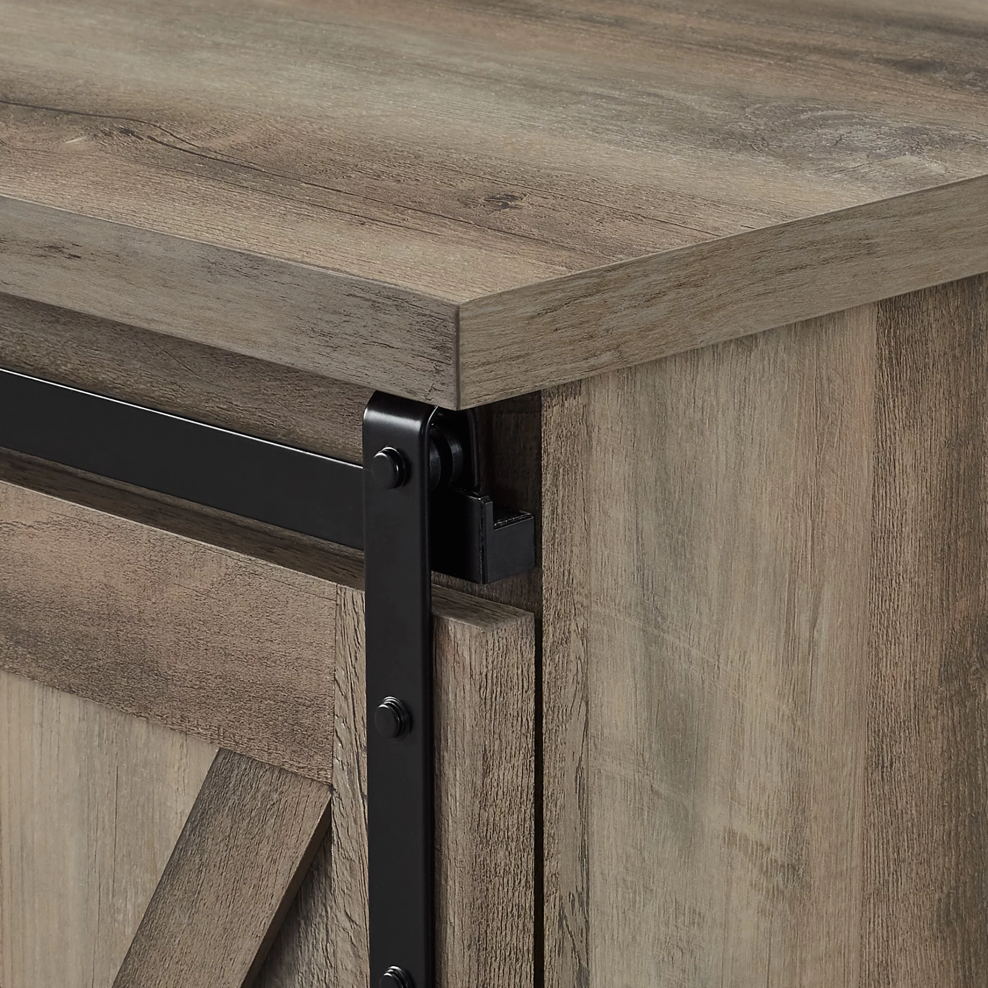 Woven Paths Farmhouse Sliding Barn Door TV Stand for TVs up to 65