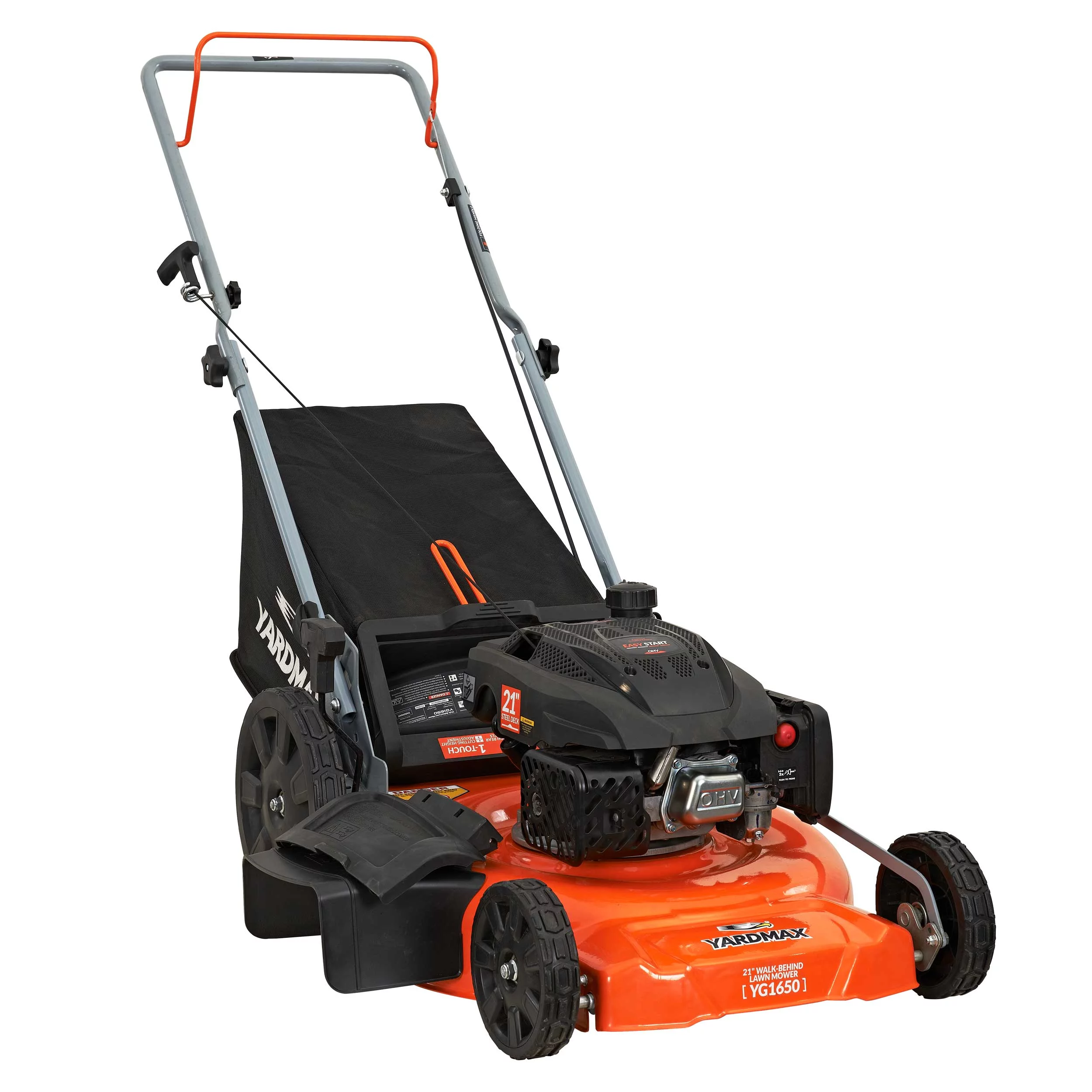YARDMAX 21 in. 170cc 3-in-1 Gas Walk Behind Push Lawn Mower with High Rear Wheels - Womvr