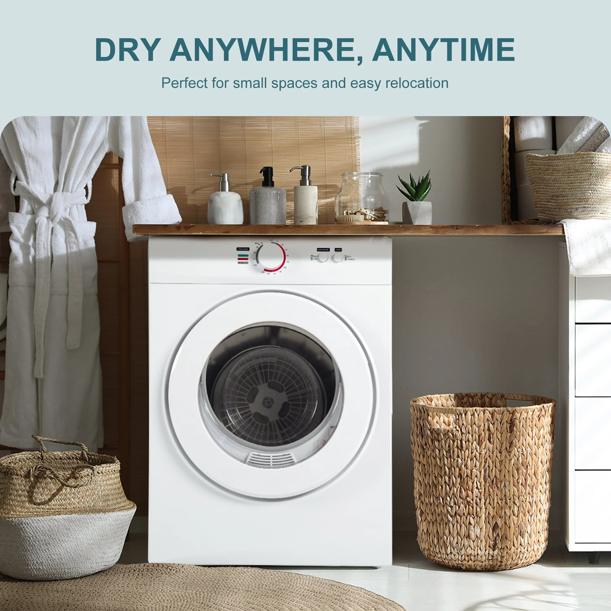 Simzlife 1.6 Cu. ft. Portable Clothes Dryer, Electric Laundry Dryer Machine, 19.5 in W, 23.6 in H - Womvr