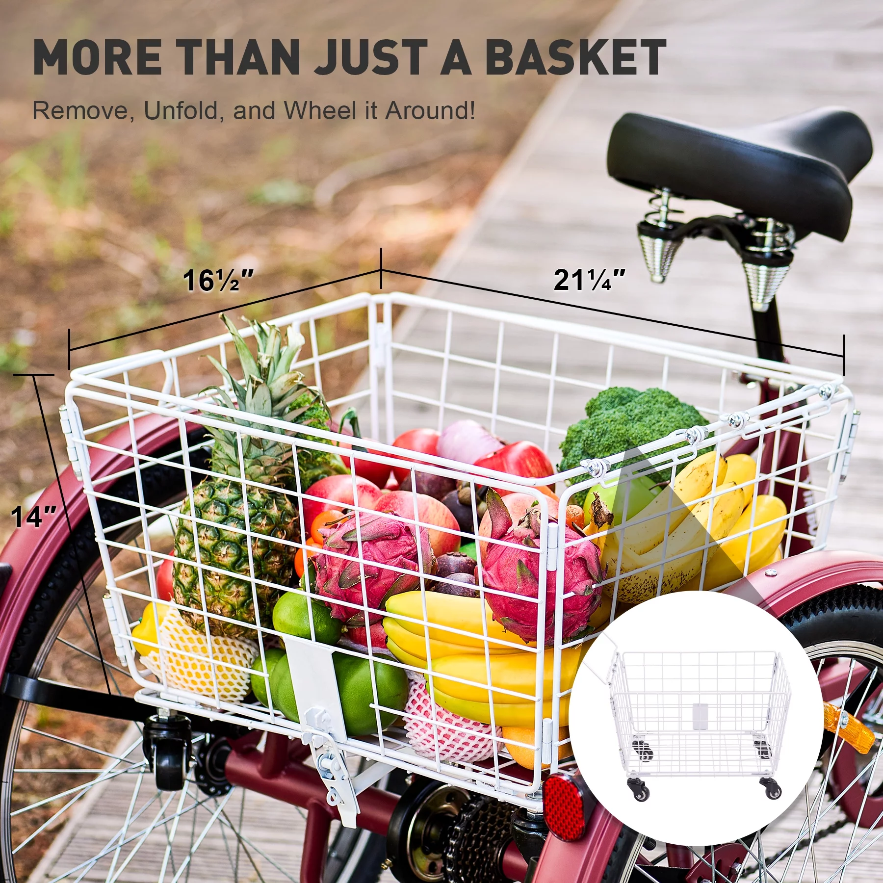 VIRIBUS 24 Inch Adult Trike 7 Speed Bike w Adjustable Seat 2 Baskets Matte Gray - Womvr