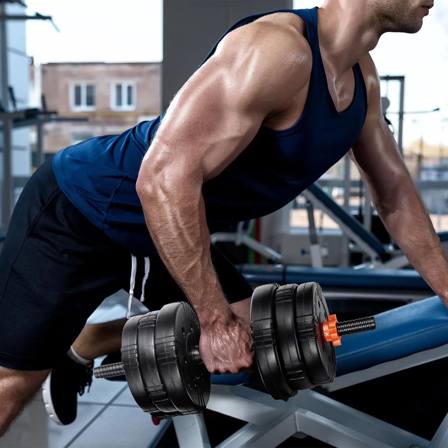 Adjustable Dumbbell Set, 22/44/66/88Lbs Weights Dumbbells For Home Gym, 4 In 1 Set, Barbell Set, Dumbbell Set, Kettlebell Set And Push-Ups, Non-Slip Handles, Fitness For Men Women - Womvr