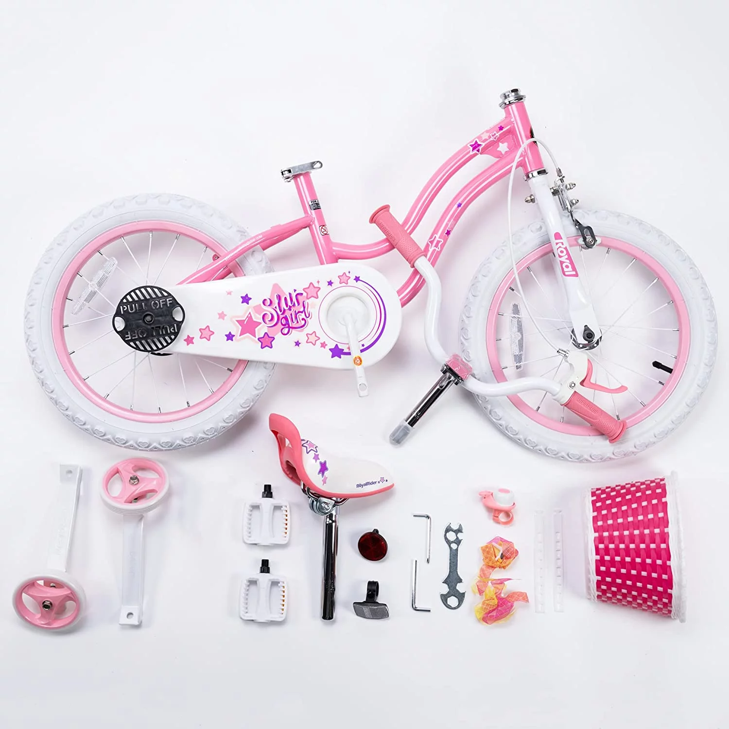 Royalbaby Girls Kids Bike Star girl 14 In Bicycle Basket Training Wheels Blue Child's Cycle - Womvr