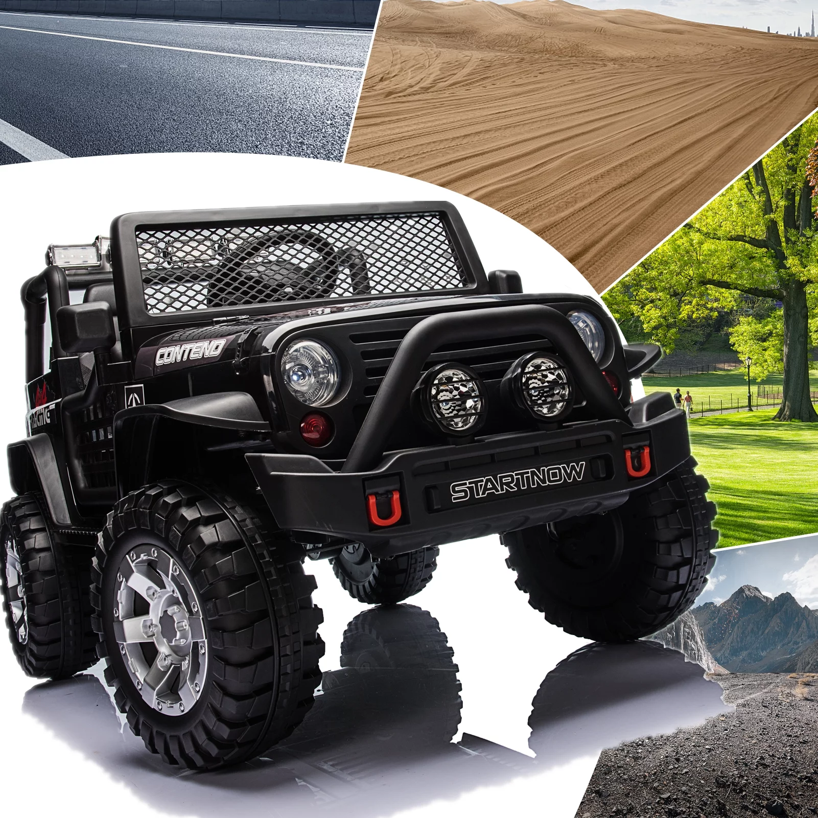 PWFE 12 Volt Kids Electric Car Kids Ride On Car with Remote Control, 2 Seats Kids Jeep with LED Lights, Wheels Suspension, Music, Horn, 110lbs Load(Pink) - Womvr