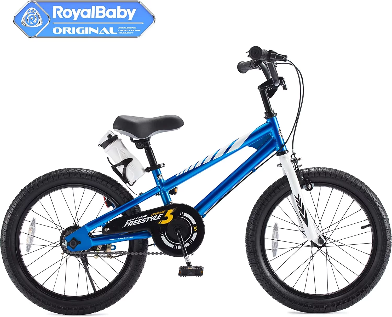 Royalbaby BMX Freestyle 18 In Kid's, Boys and Girls Bike with Two Hand Brakes, Blue - Womvr