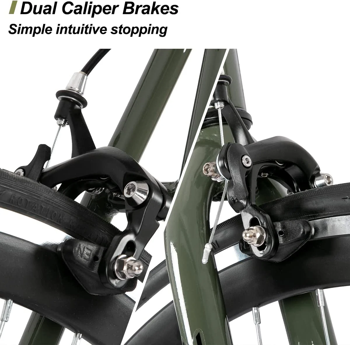 Hiland Road Bike, Single Speed Fixed Gear Bike with 700C Wheels, Commuter Bikes for Mens Womens Adult - Womvr