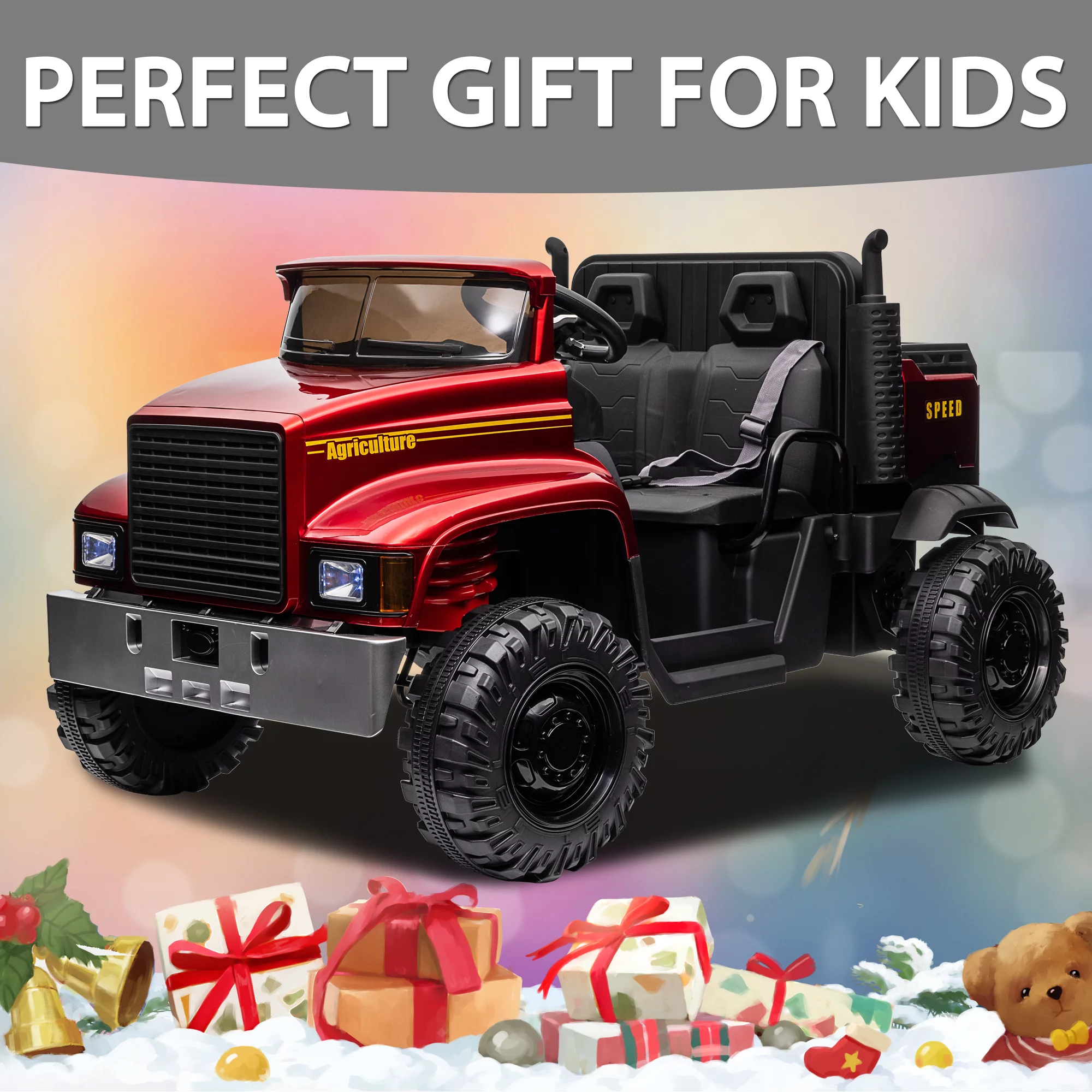 Hikiddo JC222 24V Ride on Toy, Kids Ride On Dump Truck 2 Seater with Remote - Womvr