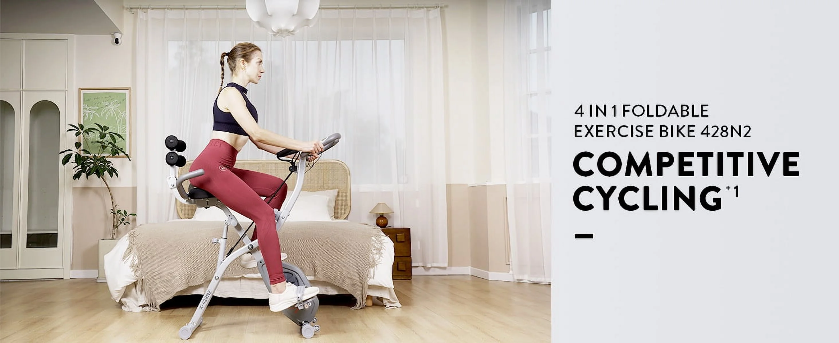 Pooboo 4in1 Foldable Exercise Bike Indoor Cycling Bike Magnetic Stationary Bike Exercise Bike 300lbs - Womvr