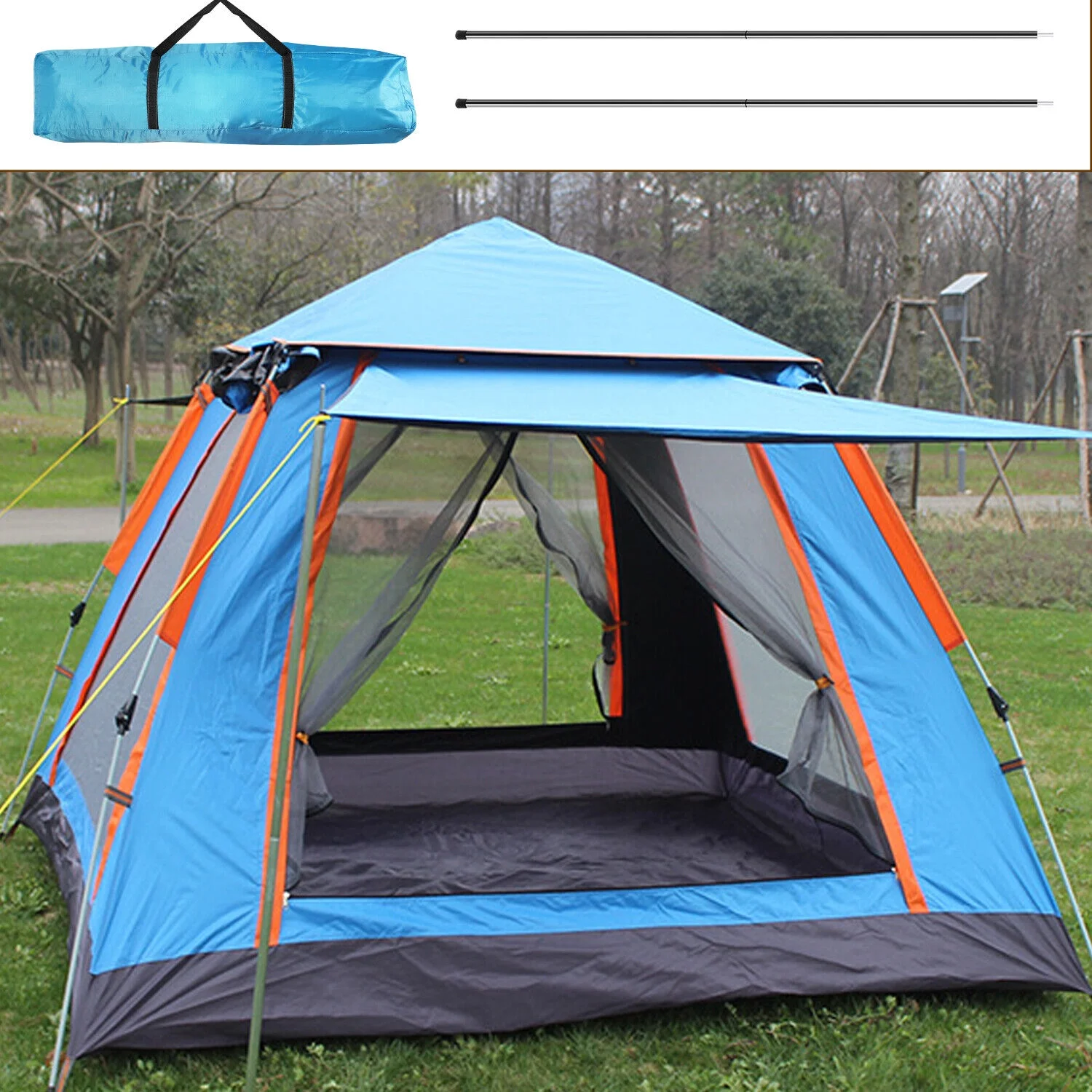 3-4 Person Tent Pop Up Outdoor Camping Auto Instant Open Family Tent Tourist Tent - Womvr