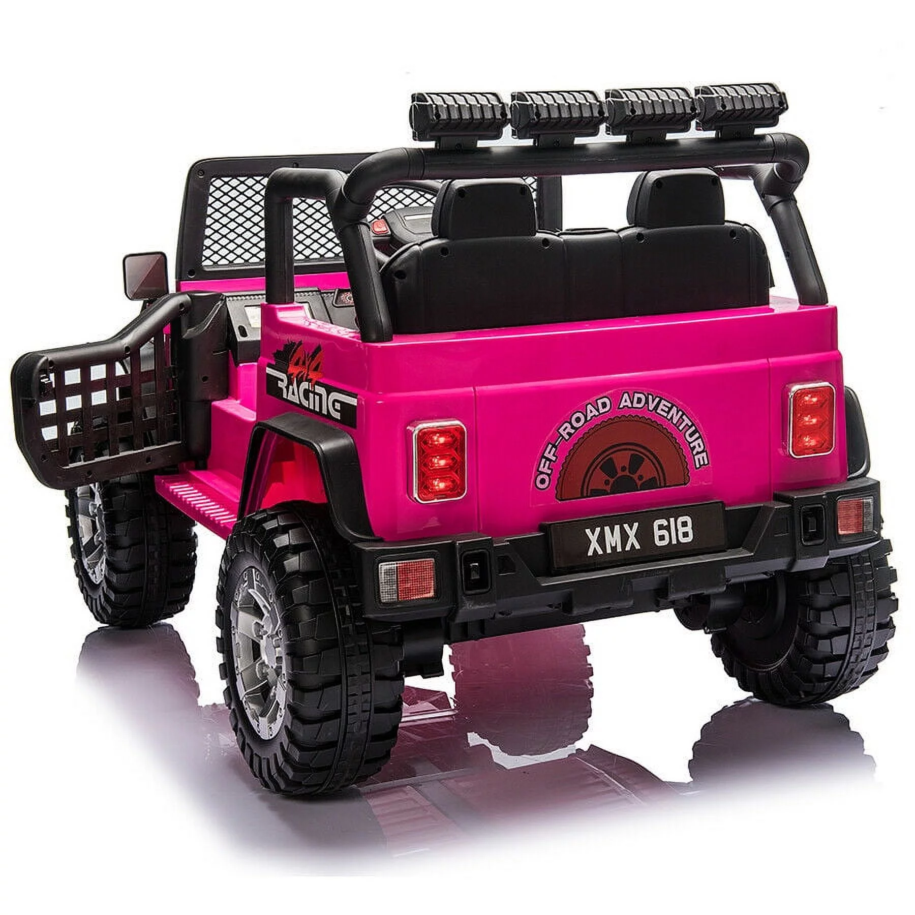 PWFE 12 Volt Kids Electric Car Kids Ride On Car with Remote Control, 2 Seats Kids Jeep with LED Lights, Wheels Suspension, Music, Horn, 110lbs Load(Pink) - Womvr