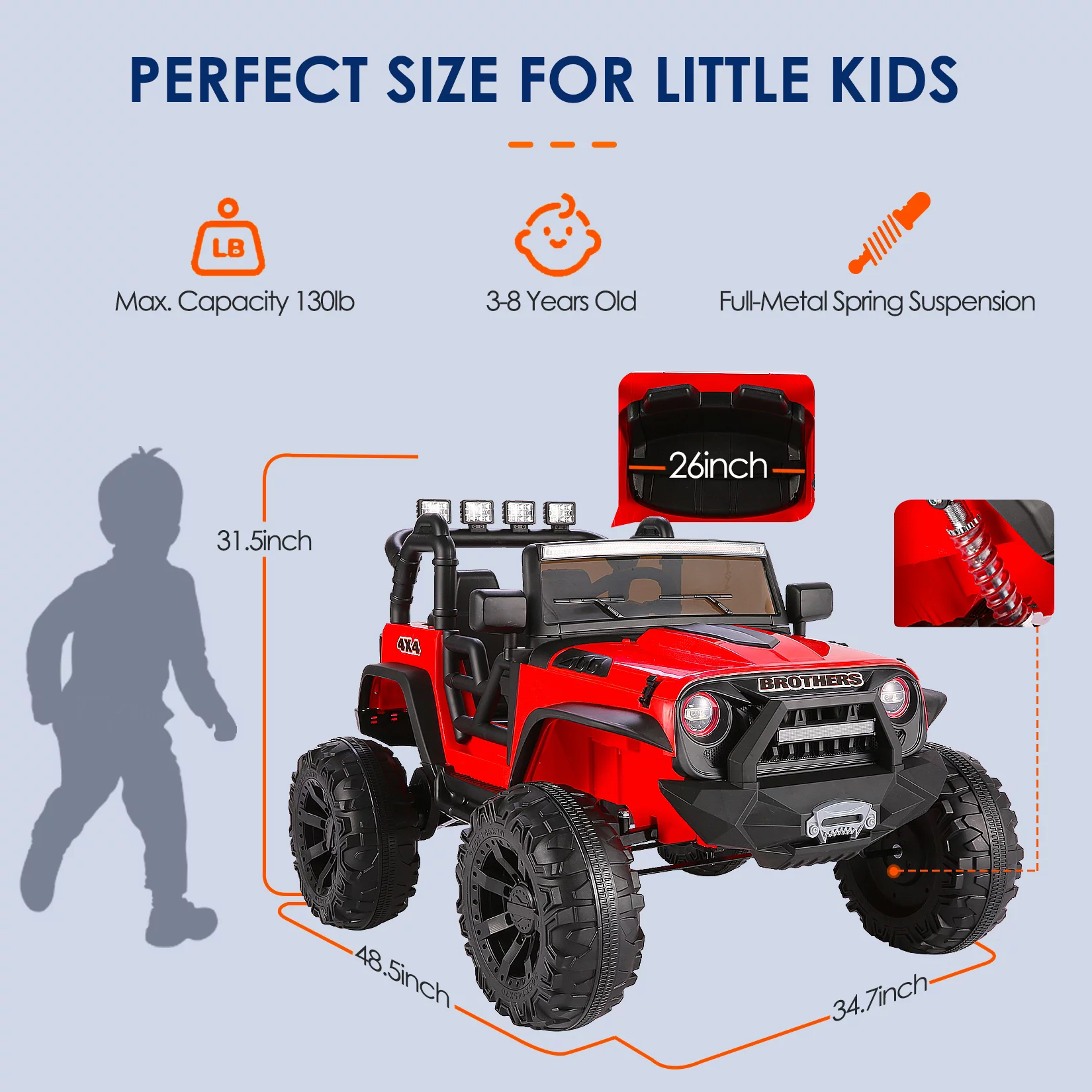 VIBESPARK Ride on Truck, 24V 9AH Electric Battery Powered Toy Car, 2 Seater Kids Ride on Car w/ Parent Remote Control, Full-Metal Suspension, Bluetooth Music, LED Light Control, Ride on Toys for Gift - Womvr
