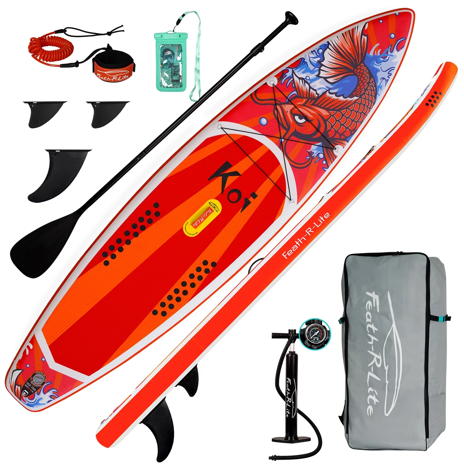 FEATH-R-LITE Inflatable Stand Up Paddle Board, SUP Paddle Board 11'6''x30''x6'' (LxWxH), Stand Up With Complete Kit Backpack Pump Paddle, Unisex Version - Womvr