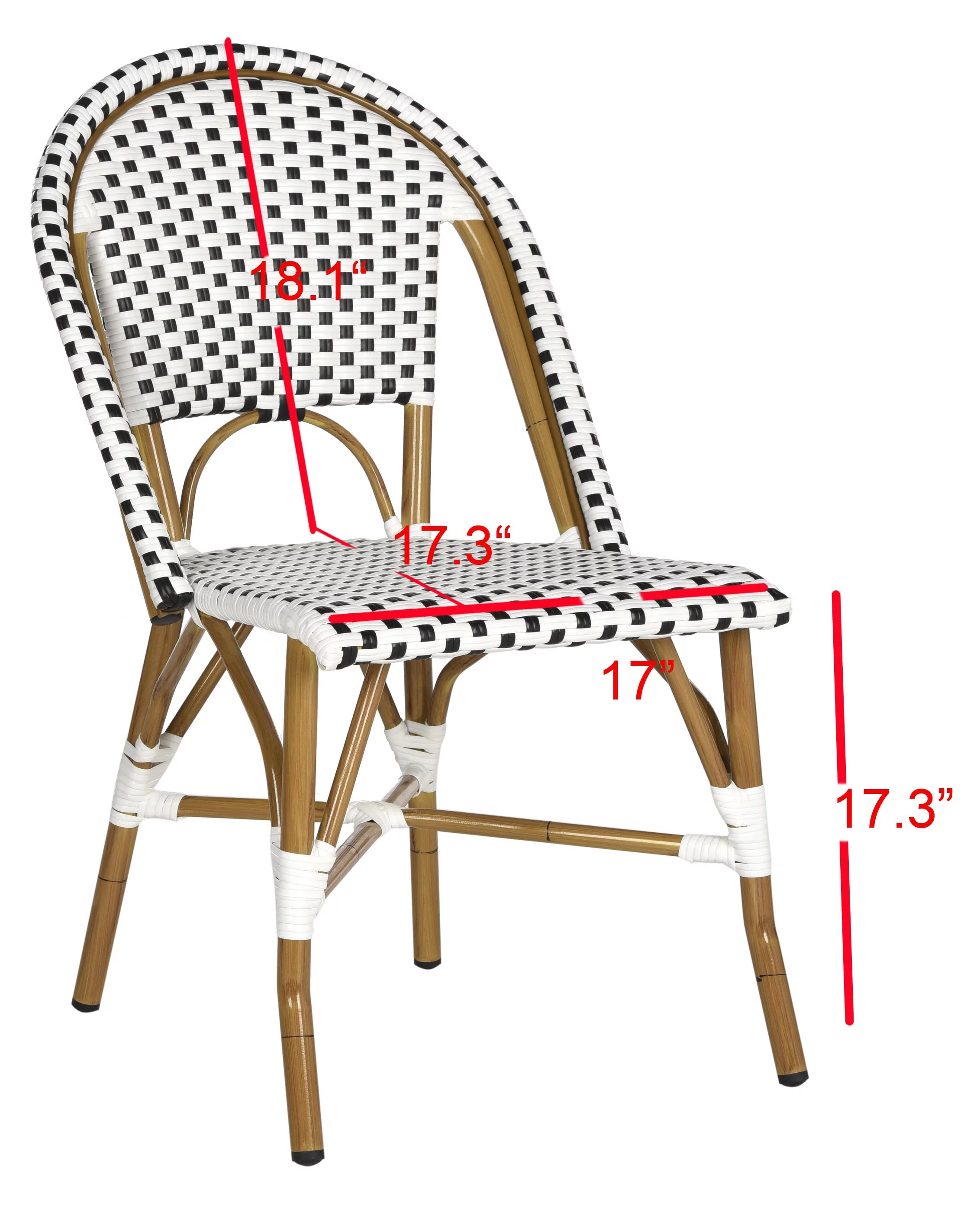 SAFAVIEH Salcha Outdoor French Bistro Side Chair, Blue/White, Set of 2 - Womvr