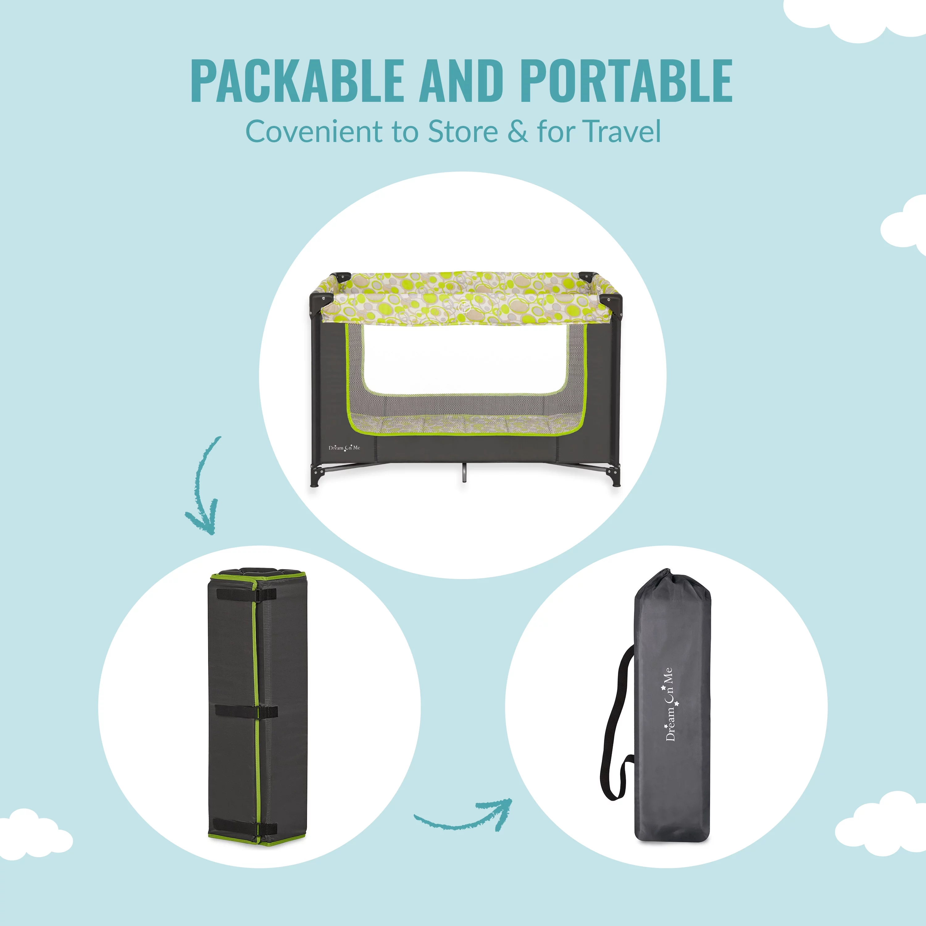 Dream On Me Zodiak Portable Playard with Carry Bag & Shoulder Strap, Navy - Womvr