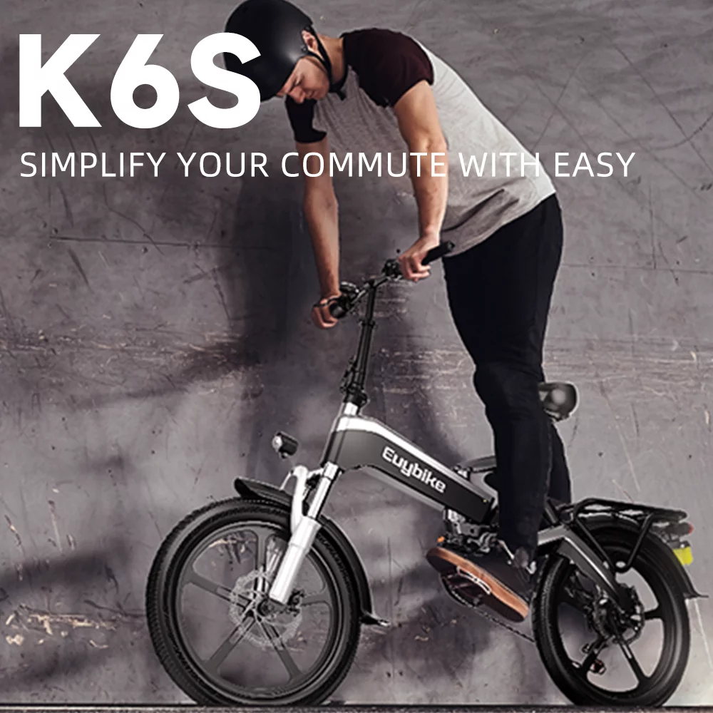 EUY Folding Electric Bike For Adults,500W 48V 12.8AH LG Cells Battery,20''Electric City Road Ebike,Black - Womvr