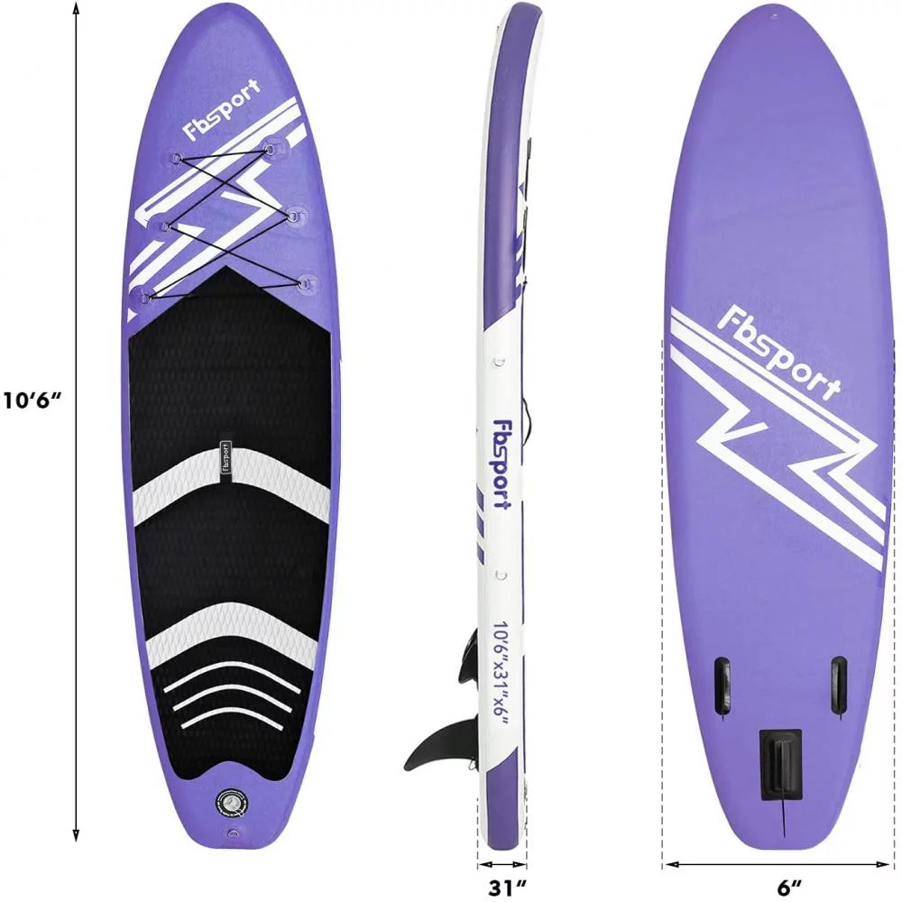 Fbsport 11ft Inflatable Paddle Board SUP, 6'' Thick W/Paddling Fins Pump & Accessories Pack, Green - Womvr