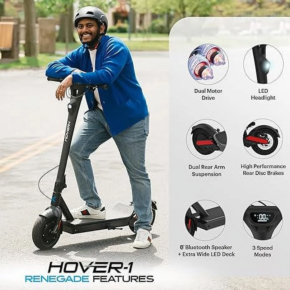 Hover-1 Renegade Electric Scooter for Adults, 18 mph Speed, 264 lb Max Weight, UL 2272 Certified - Womvr