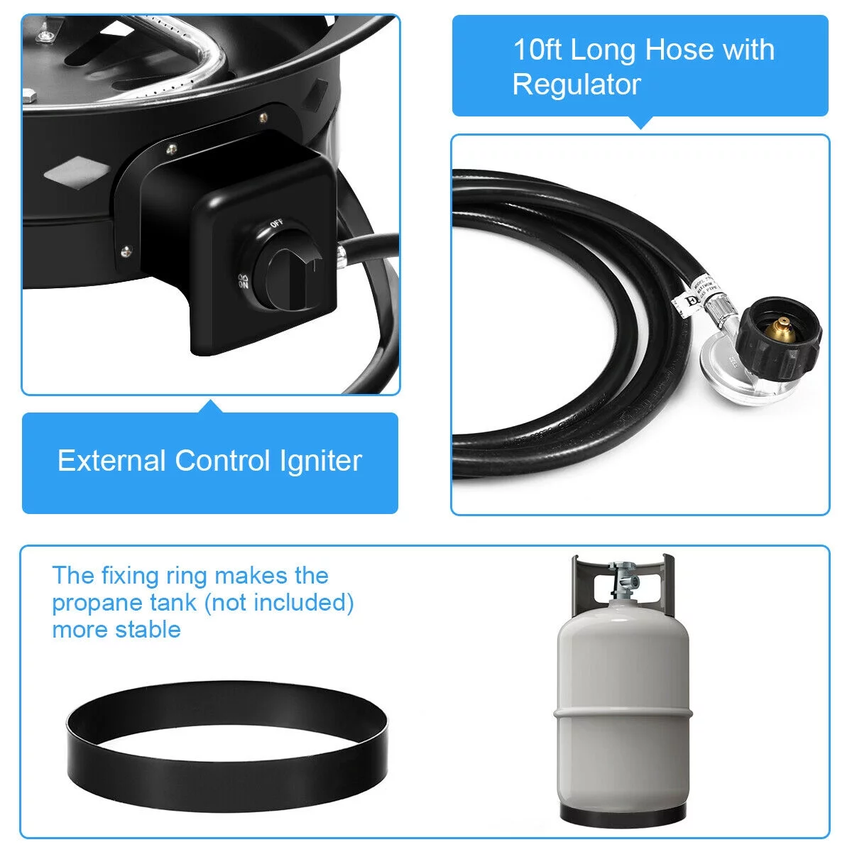 Gymax Portable Propane Outdoor Gas Fire Pit W/ Cover & Carry Kit 19-Inch 58,000 BTU - Womvr