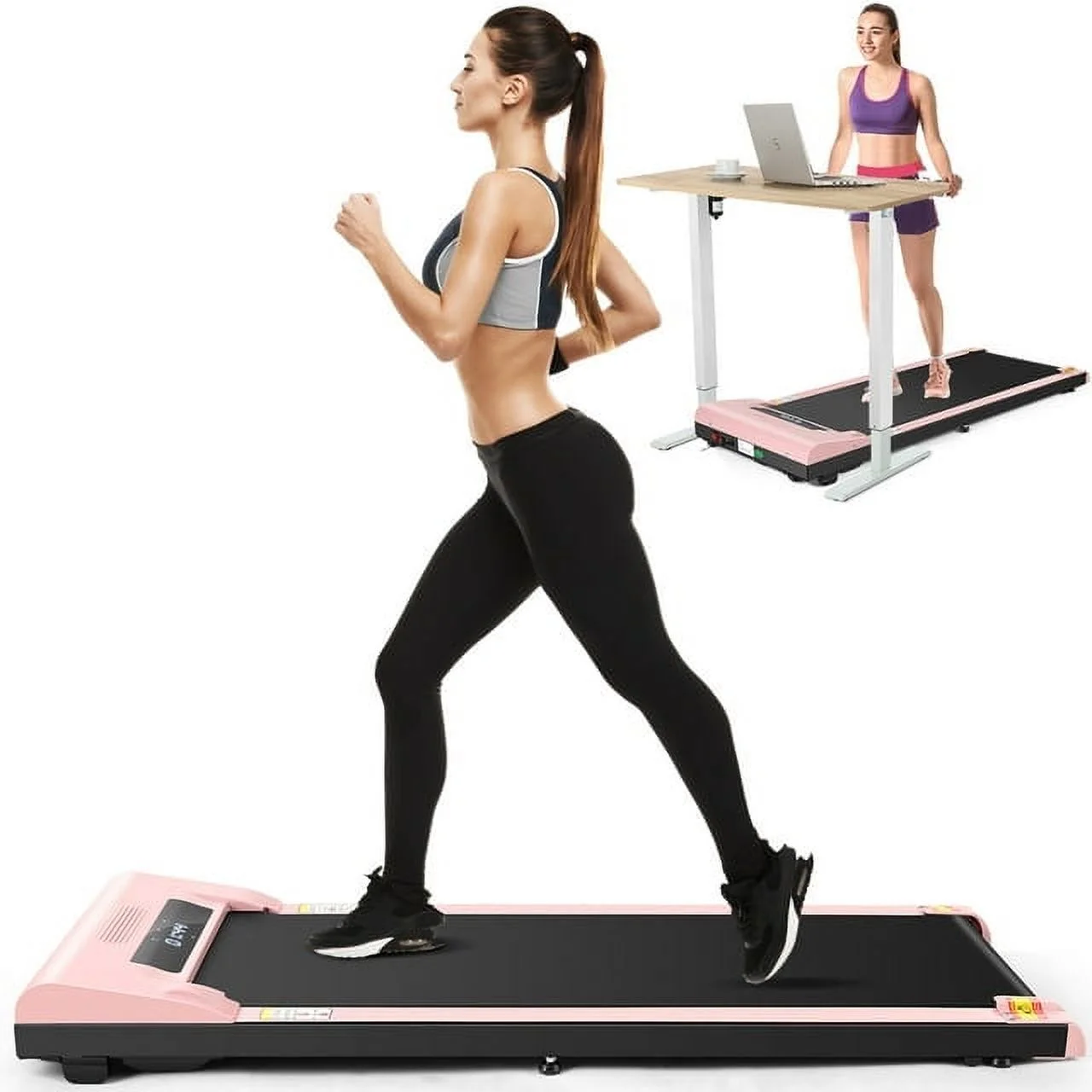 Adnoom Walking Pad Treadmill Under Desk Treadmills for Home,Smart App Remote Control 2.5HP Electric Jogging Running Machine with LED Display - Womvr