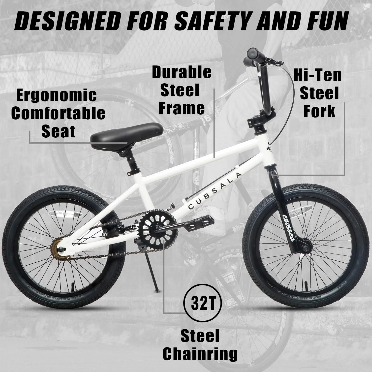 cubsala 20 in Kids BMX Bike Freestylefor Age 6-14 Years Old Boys Girls with 4 Pegs, Blue - Womvr