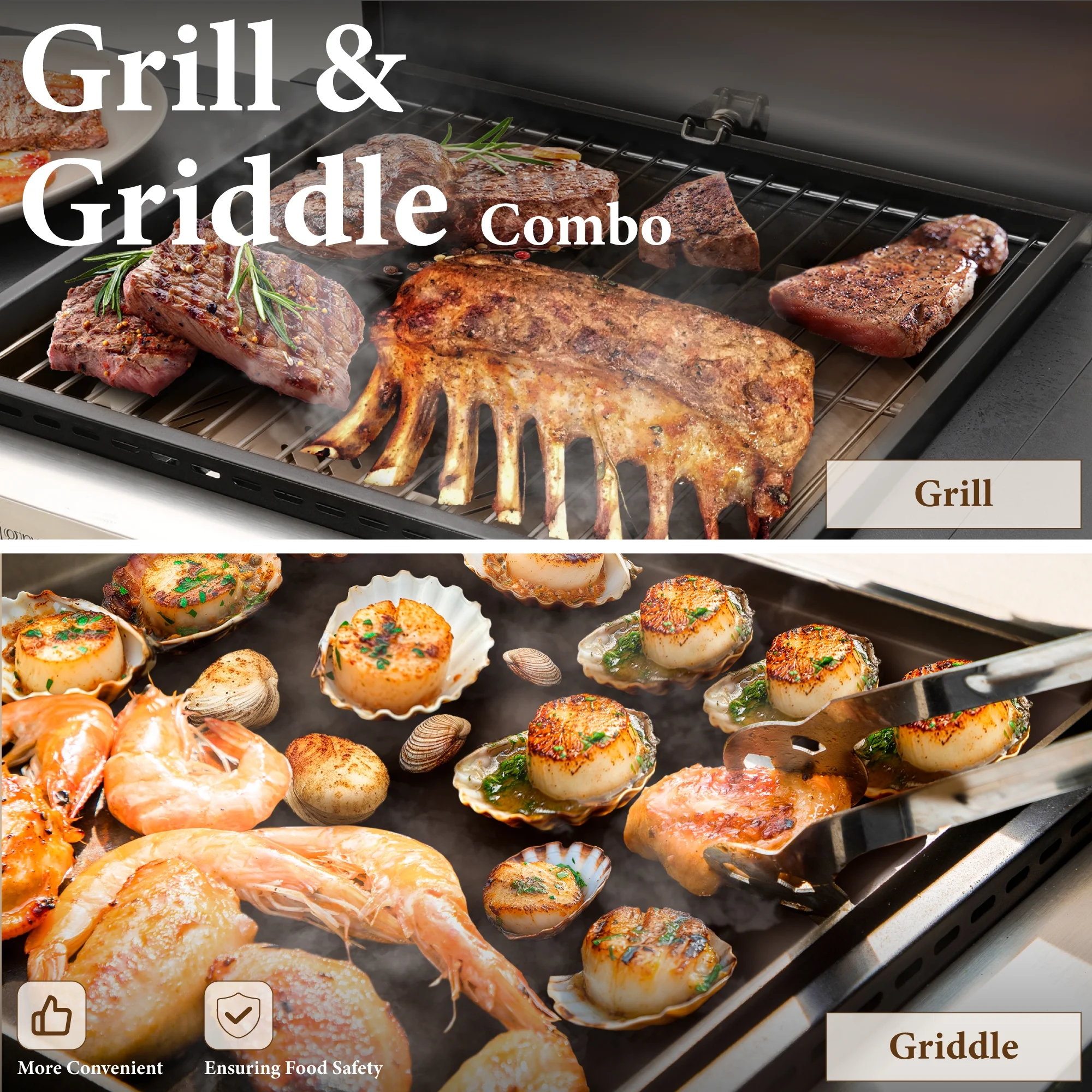 Summit Living 2-Burner Propane Grill and Griddle Cooking Station with Side Shelves Black - Womvr