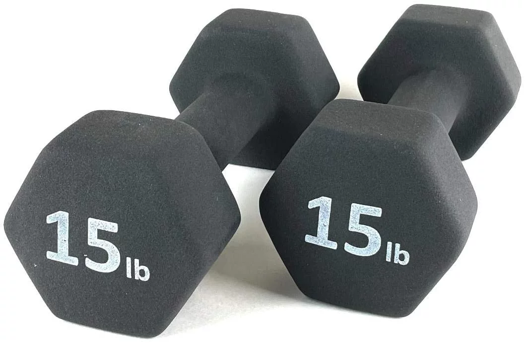 Rainforest Basics Neoprene 5 Lbs. Hex Dumbbells Hand Weights, Set of 2 - Womvr
