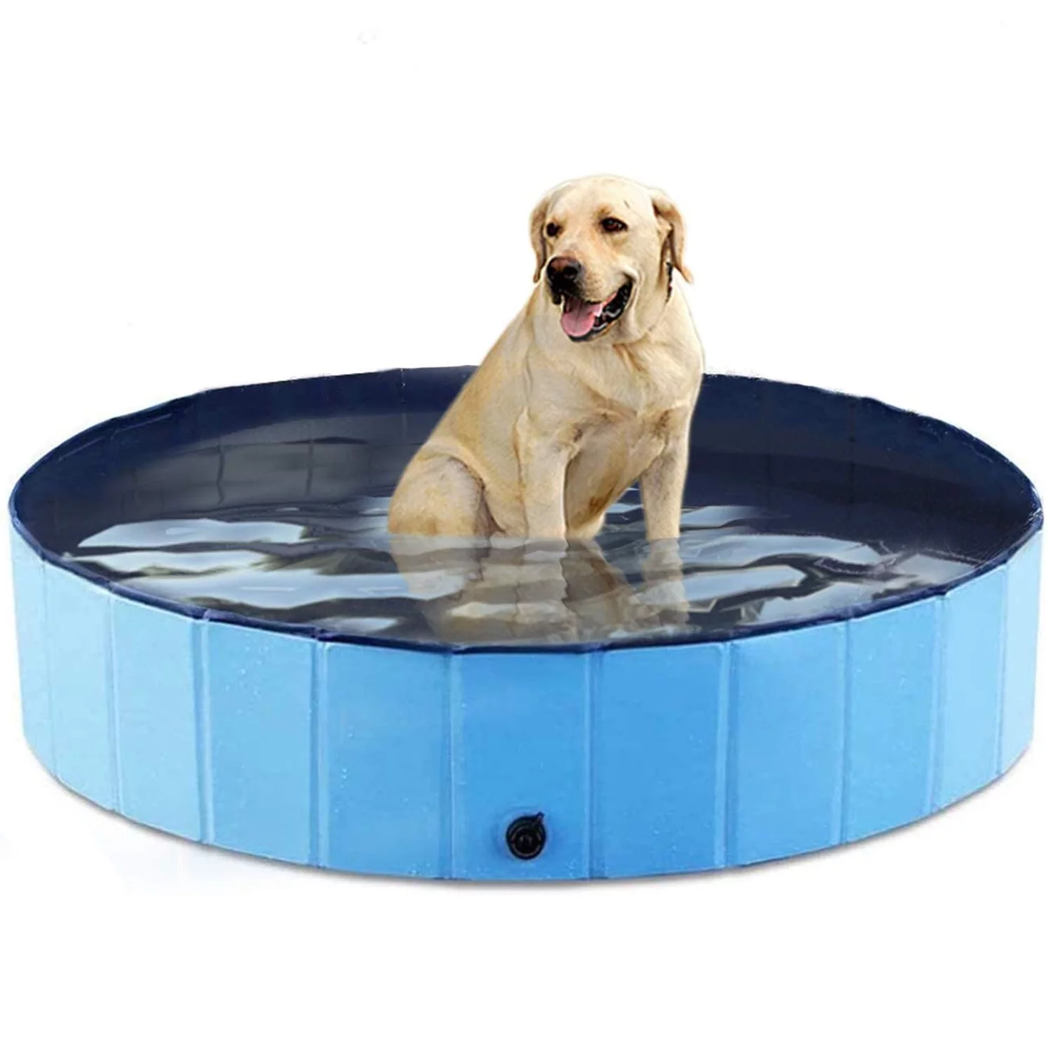 Pet Dog Pool Bath Swimming Tub Kiddie Pool, 48 x 12 inch Collapsible Foldable Portable for Dogs Cats and Kids Blue - Womvr