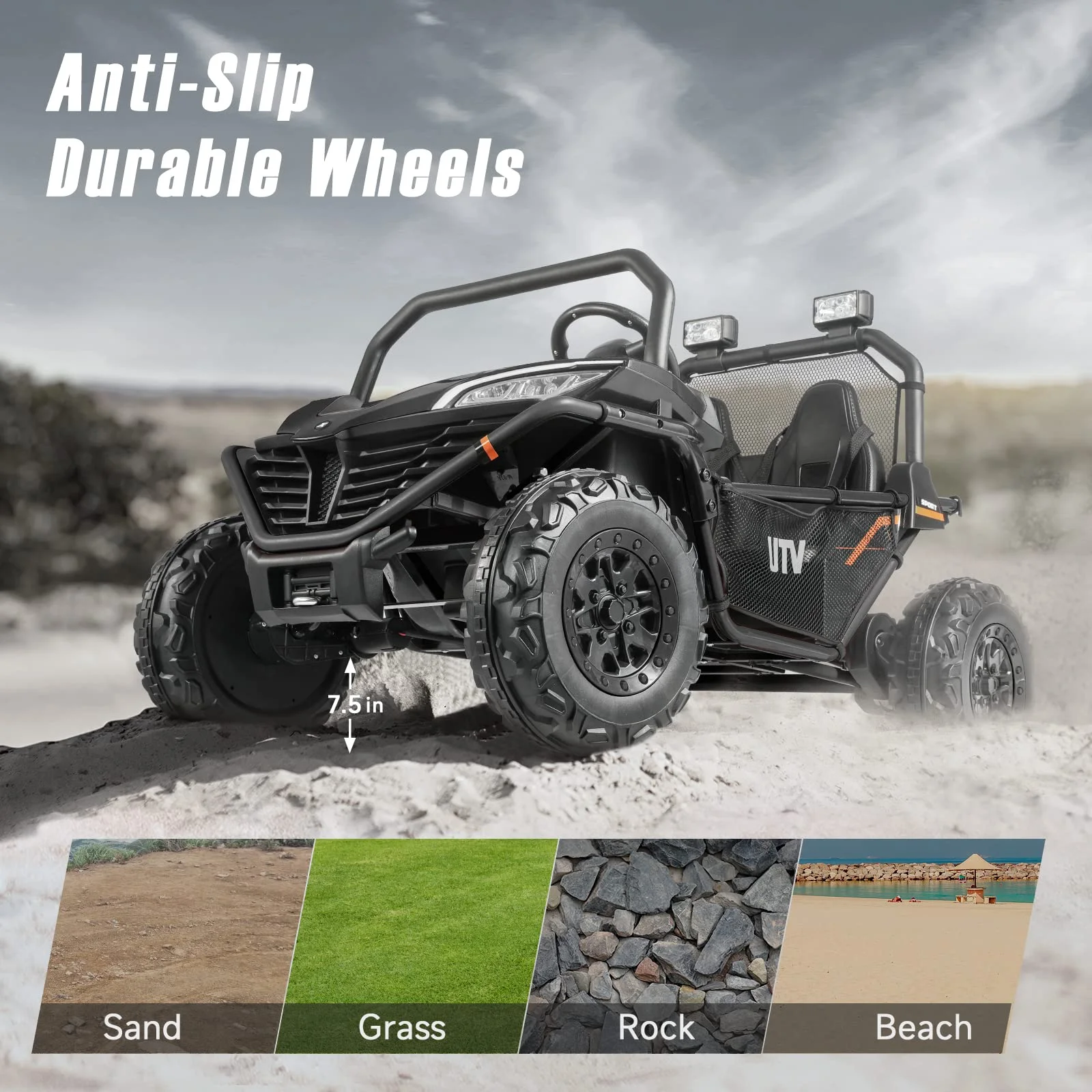 12 V Ride on Car,2 Seater Powered on Truck,4WD Electric Off-Road,Remote Control,Spring Suspension Ride on UTV for 3-8 Kids,Blue - Womvr