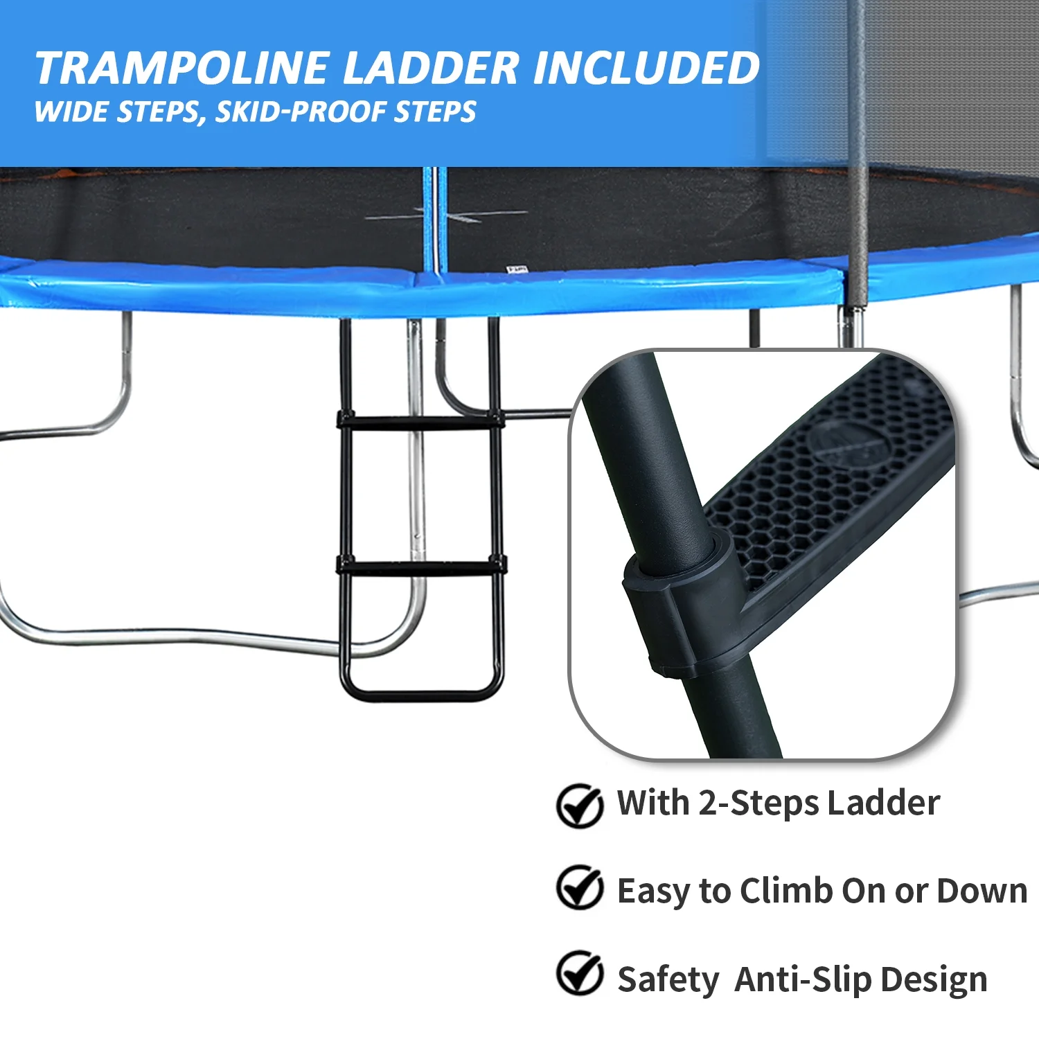 Trampoline for Kids, 14ft Trampoline with Basketball Hoop, Kids Trampoline for Ourdoor with Ladder, W-Shaped Leg for More Sturdy,  72 pcs Springs - Womvr