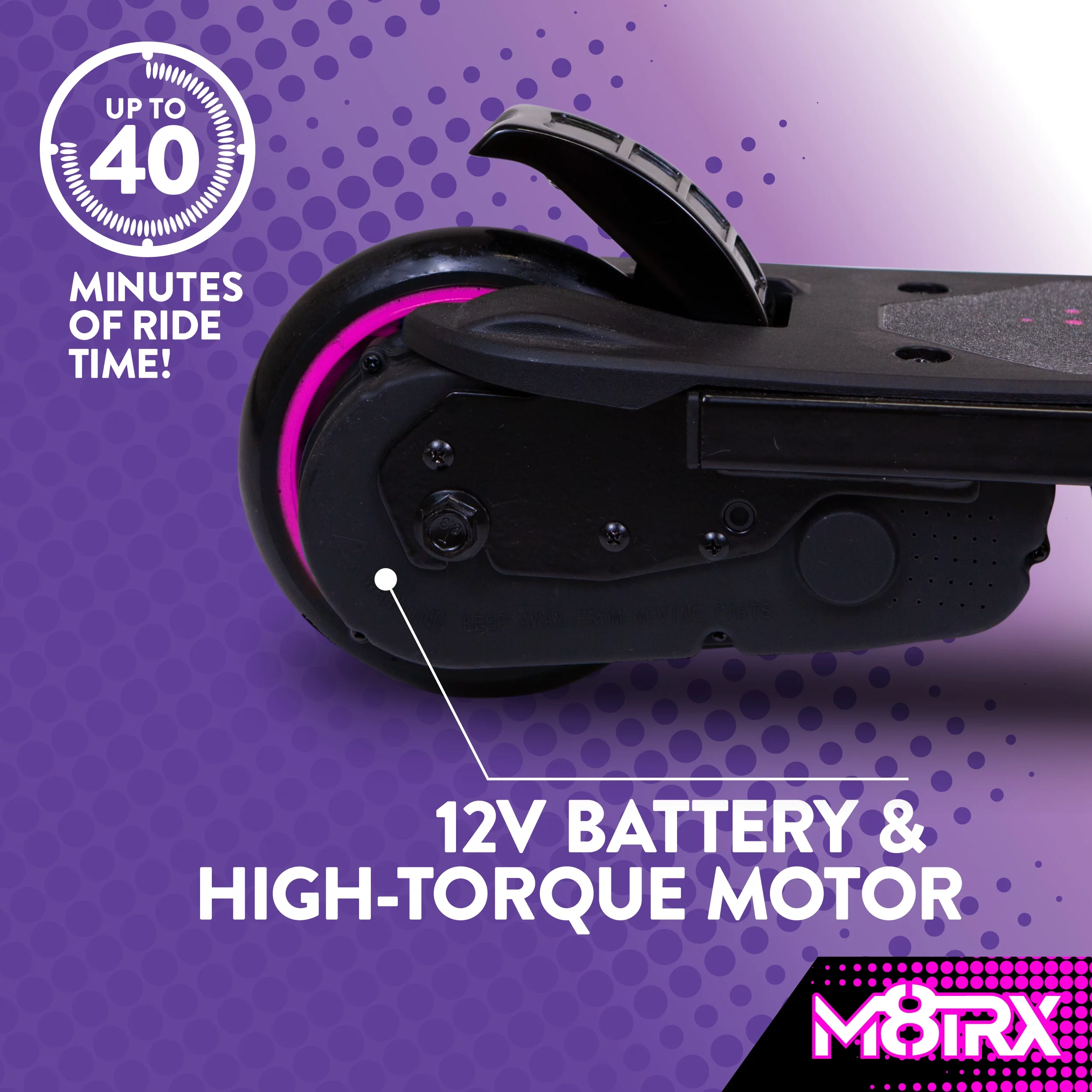 M8TRIX Pink 12V Electric Scooter for Kids Ages 6-12, Powered E-Scooter with Speeds of 8 MPH - Womvr