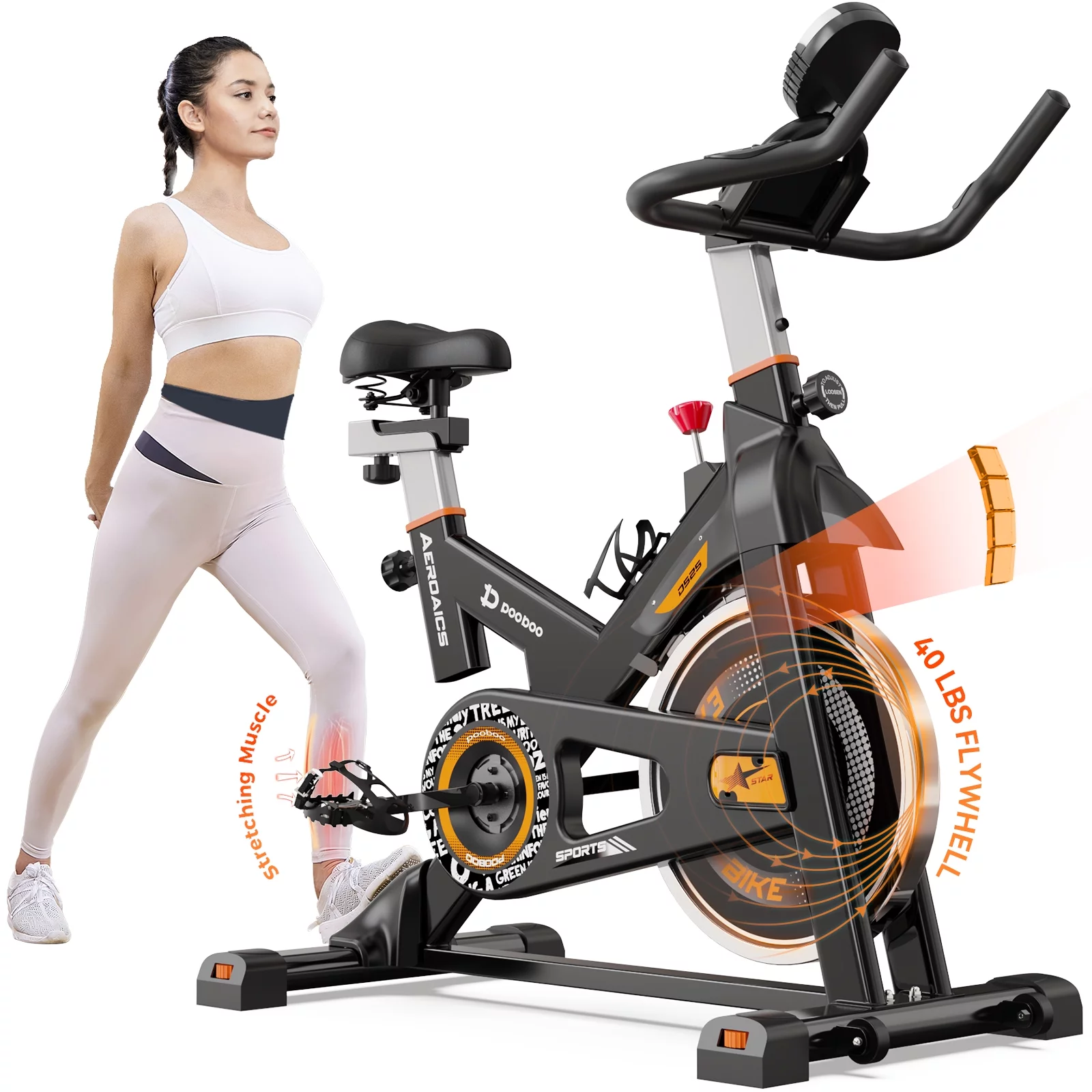 pooboo Exercise Bike Magnetic Resistance Indoor Cycling Bike for Home Cardio Workout Cycle Bike Training 360lbs - Womvr