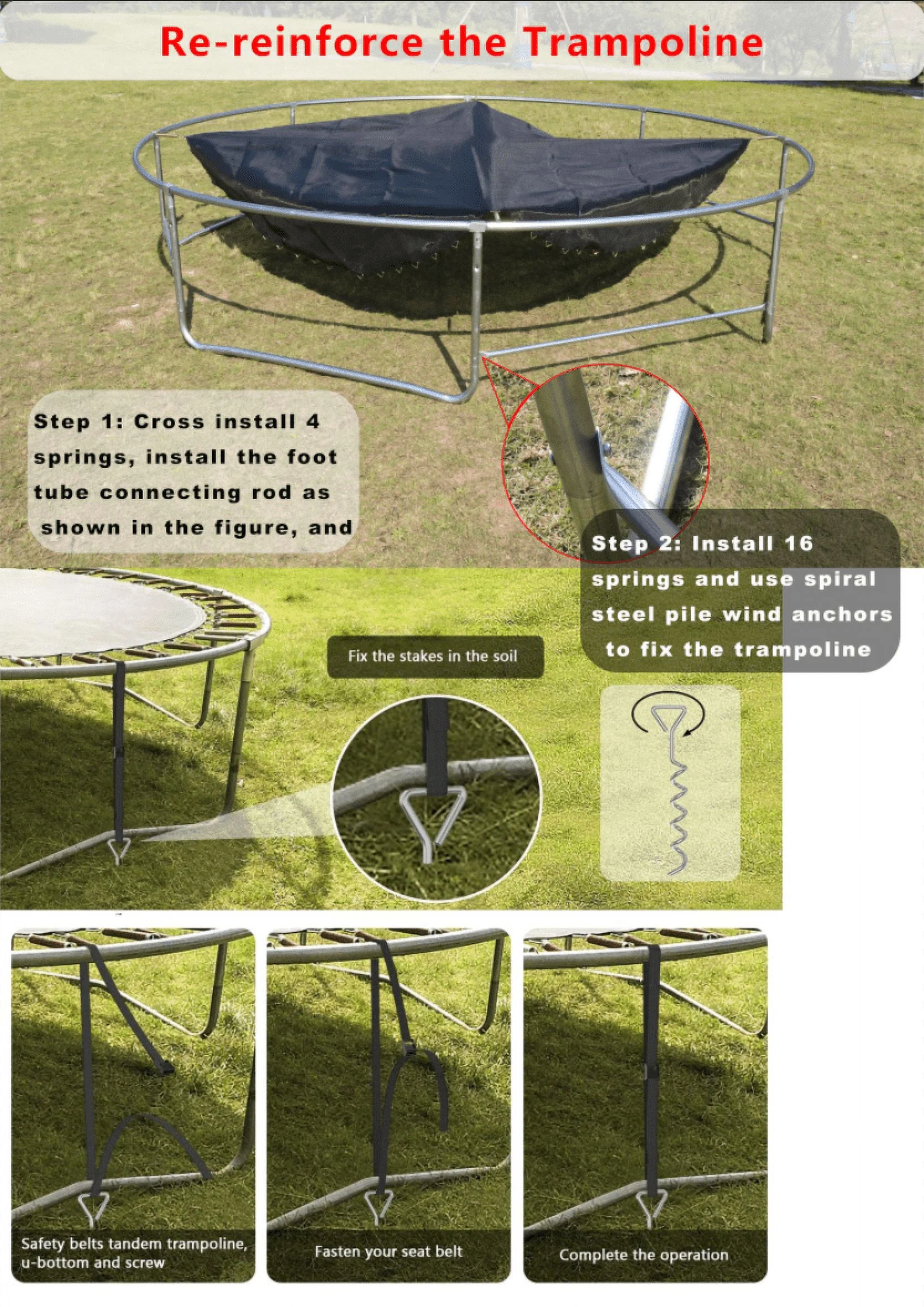16FT Trampoline for 8-9 Kids Adults with Basketball Hoop, Ladder, Light, Sprinkler, Socks, Outdoor Heavy Duty Recreational Trampoline - Womvr