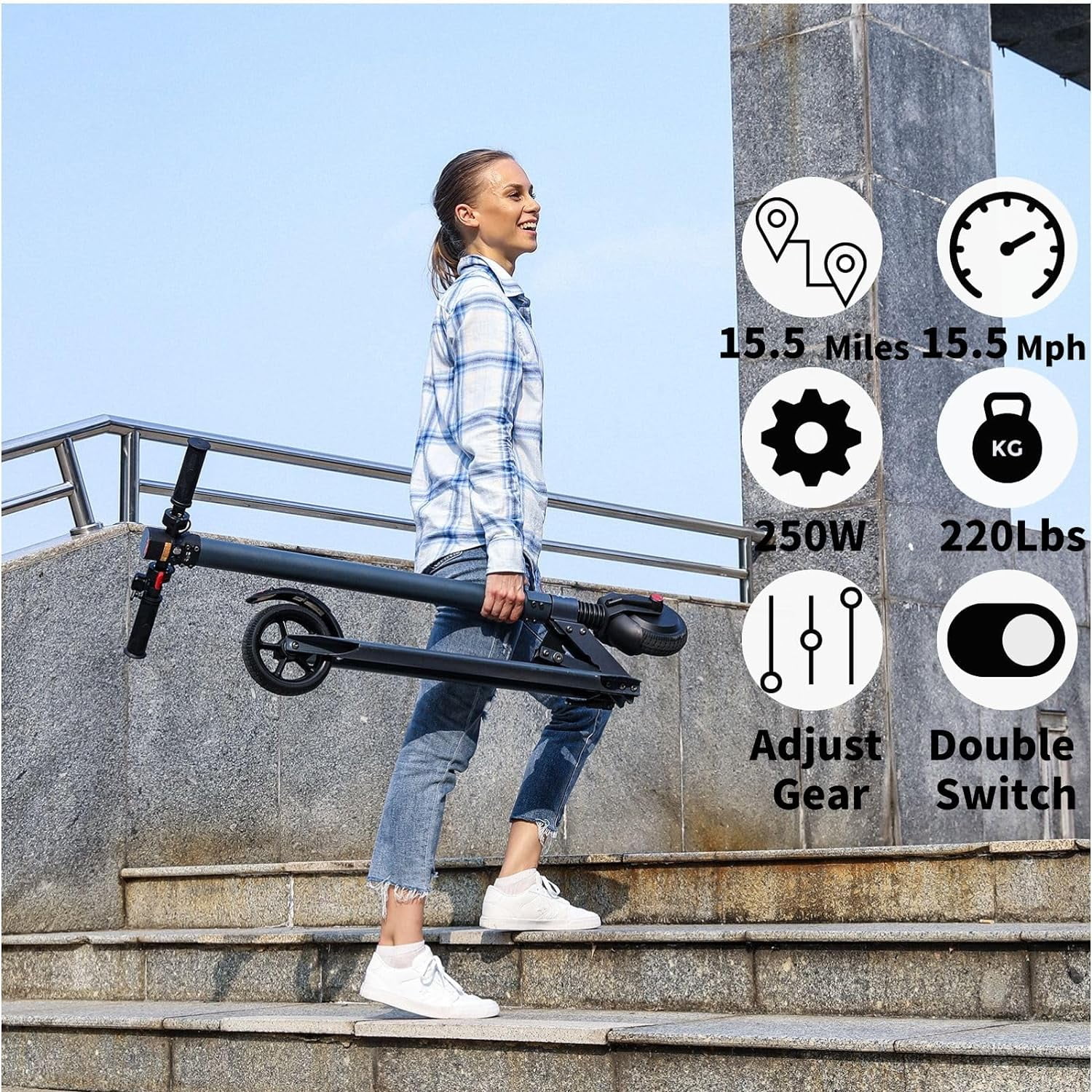 Caroma Electric Scooter for Adults, 20 Mph & 25 Miles Range, 10