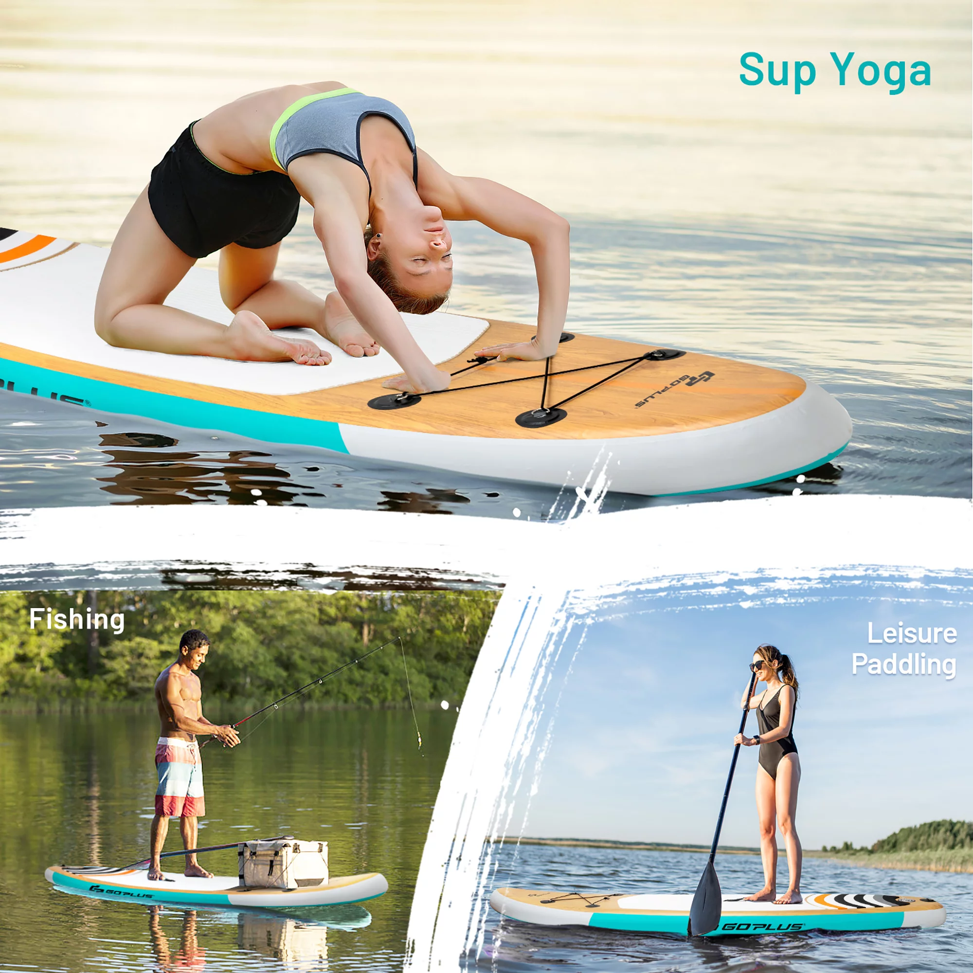 Goplus 11' Inflatable Stand Up Paddle Surfboard W/Bag Aluminum Paddle Pump - Womvr