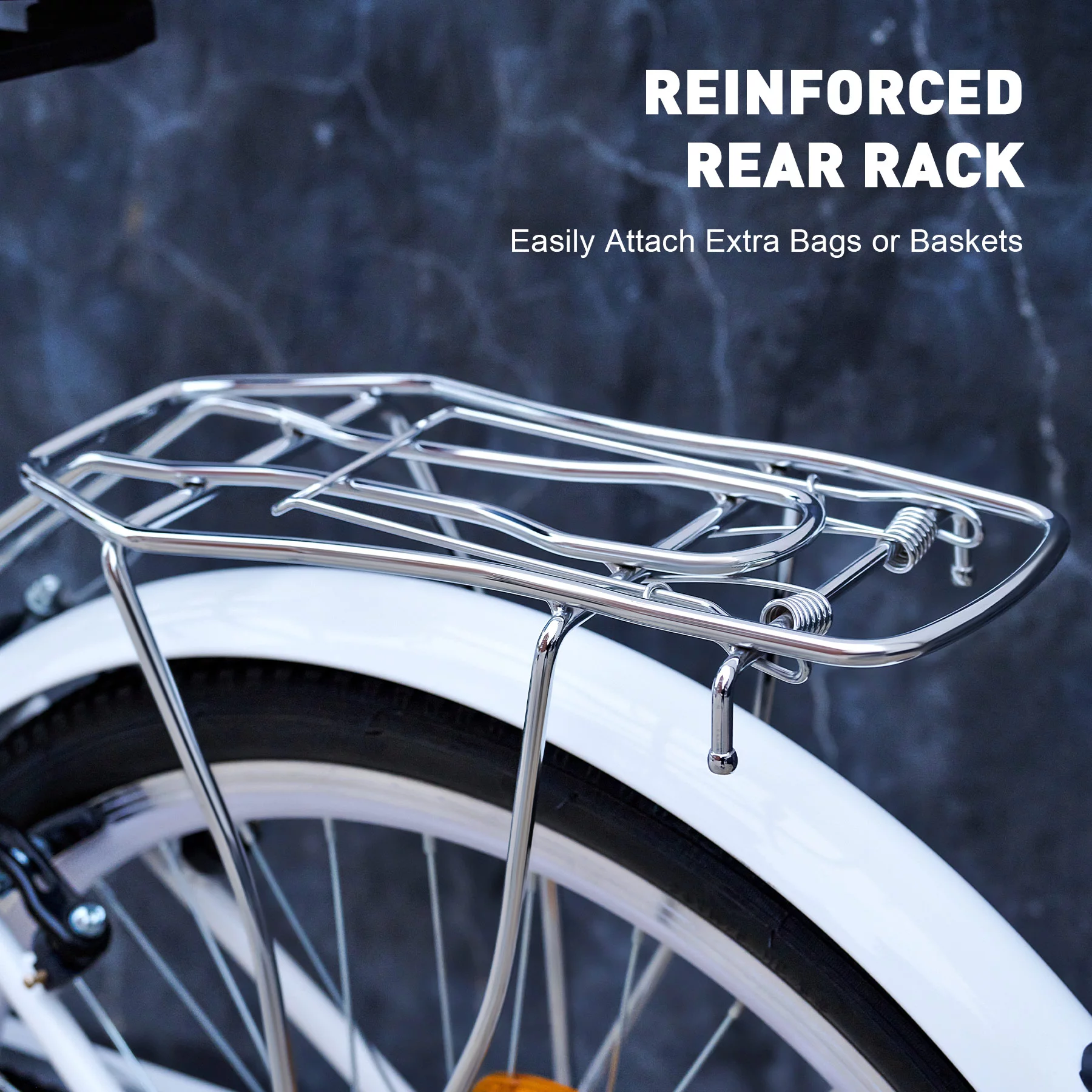 Viribus 26 Inch Women's Comfort Bike with Basket Step Through Bike for Women & Men White - Womvr