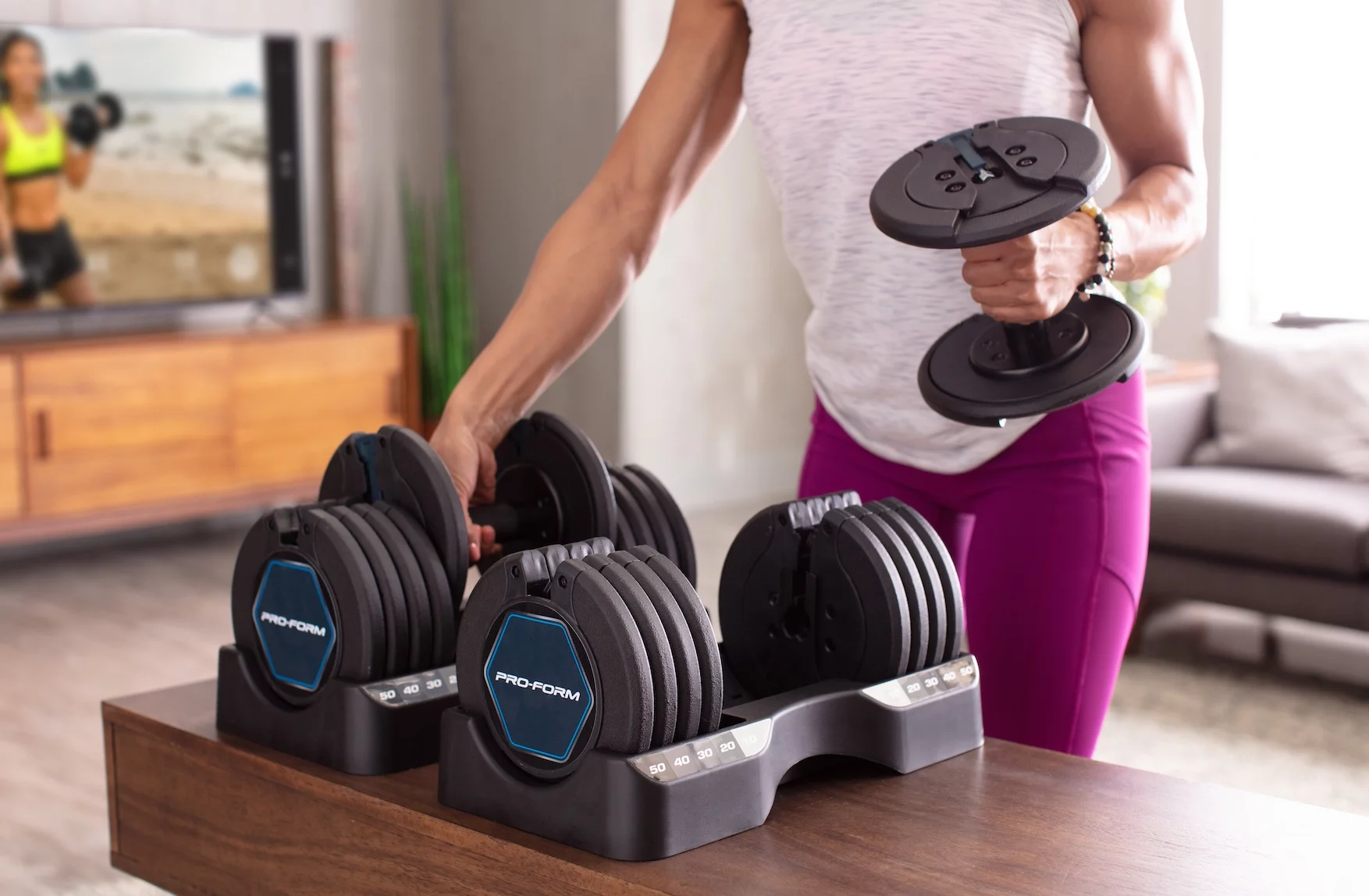 Set of Two ProForm 50 Lb. Adjustable Dumbbells - Womvr