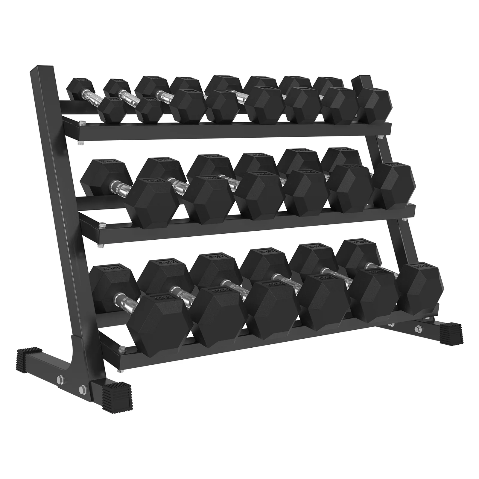 Mikolo Rubber Hex Dumbbell Set with Racks, Multiple Options in 160/200/380/450/550lbs, Strength Training Weight Set Home Gym - Womvr