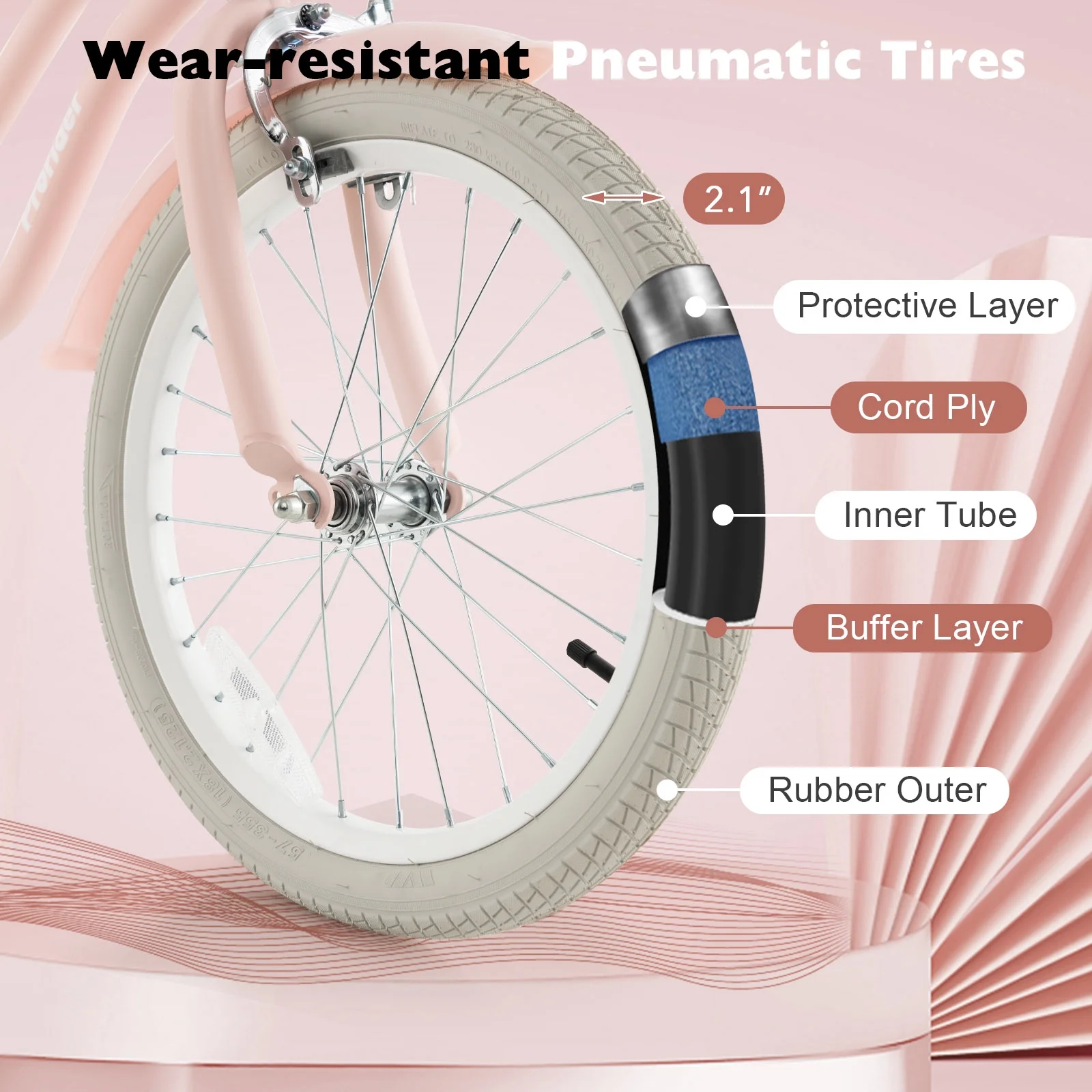 Costway 18'' Kids Bike Toddler Bicycle with Training Wheel Kickstand for 4-8 Years Old Pink - Womvr