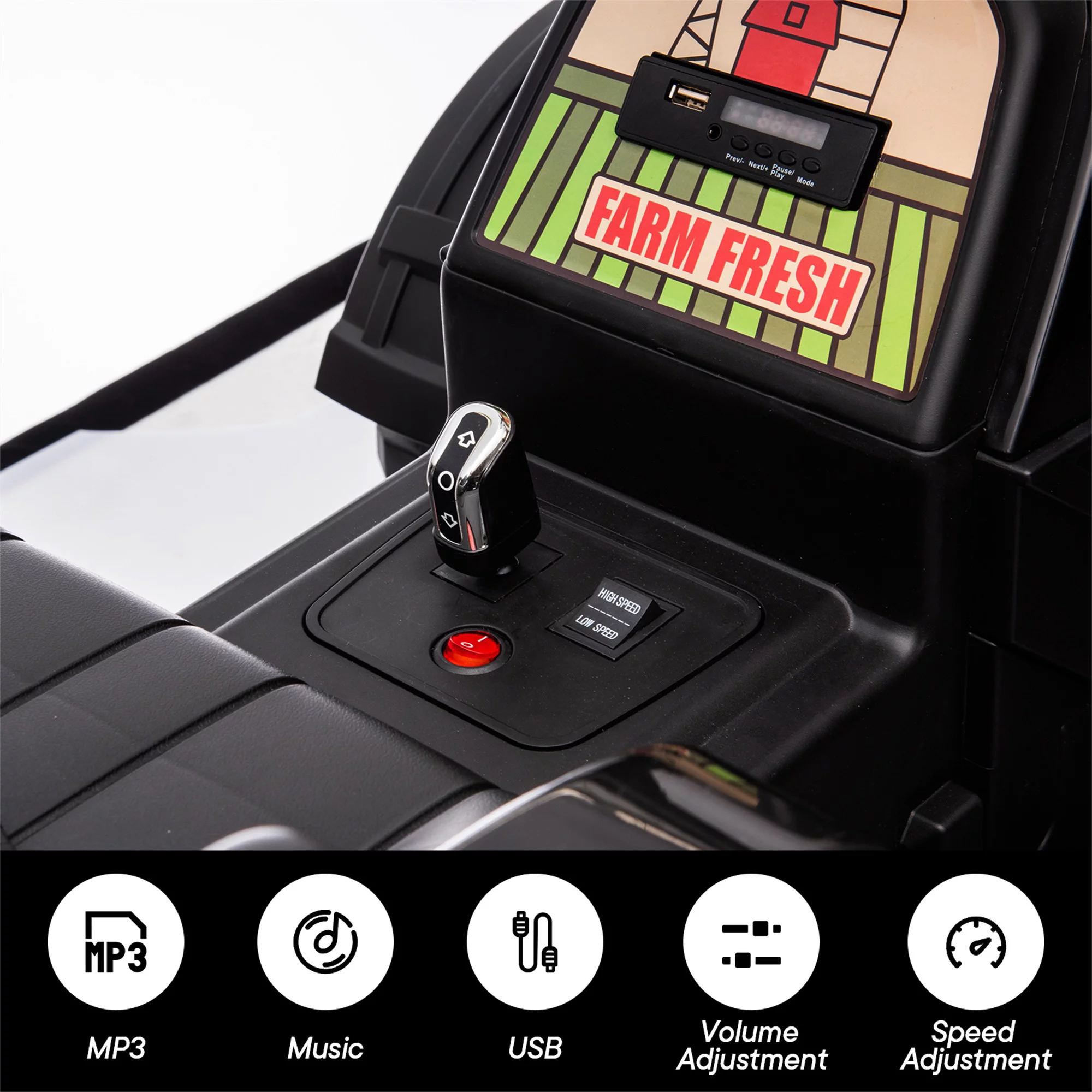 Outfunny 24V Ride on Toy for Big Kids, Powered Ride On Tractor with Trailer & Remote - Red - Womvr