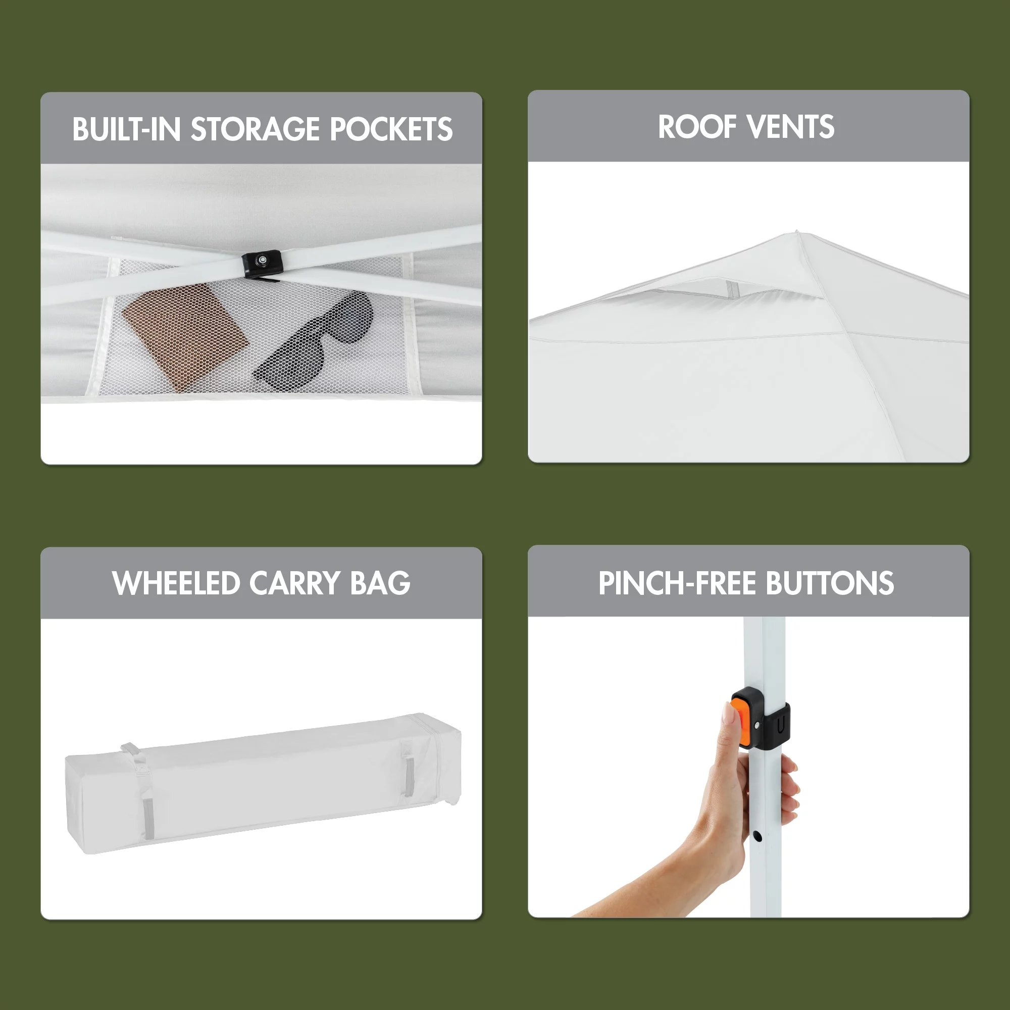 Ozark Trail Simple Push Straight Leg Instant Canopy, White, 10 ft x 10 ft - Womvr