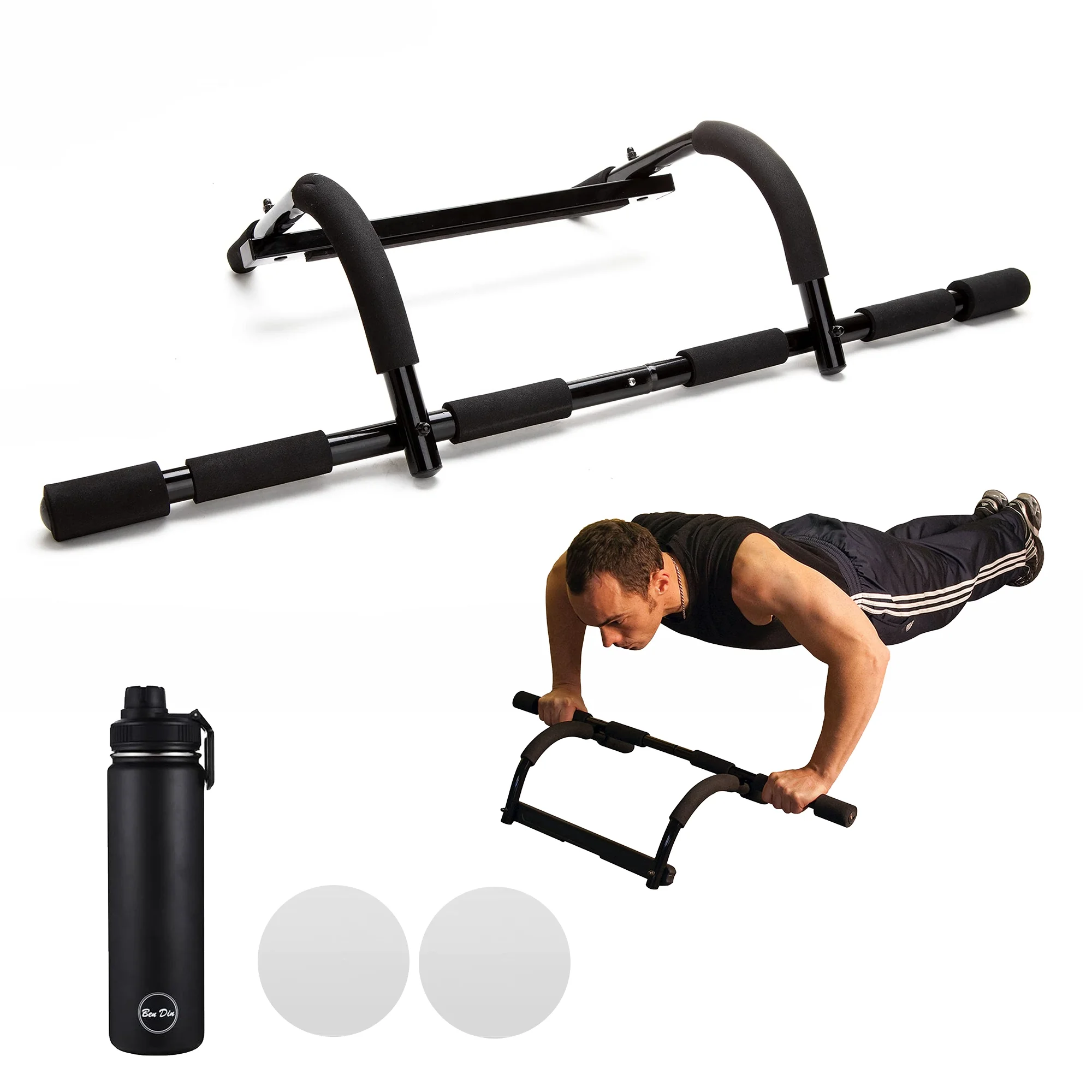 Ben Din Clothing Multi-Function Portable Pull up Bar for Doorway, Black - Womvr