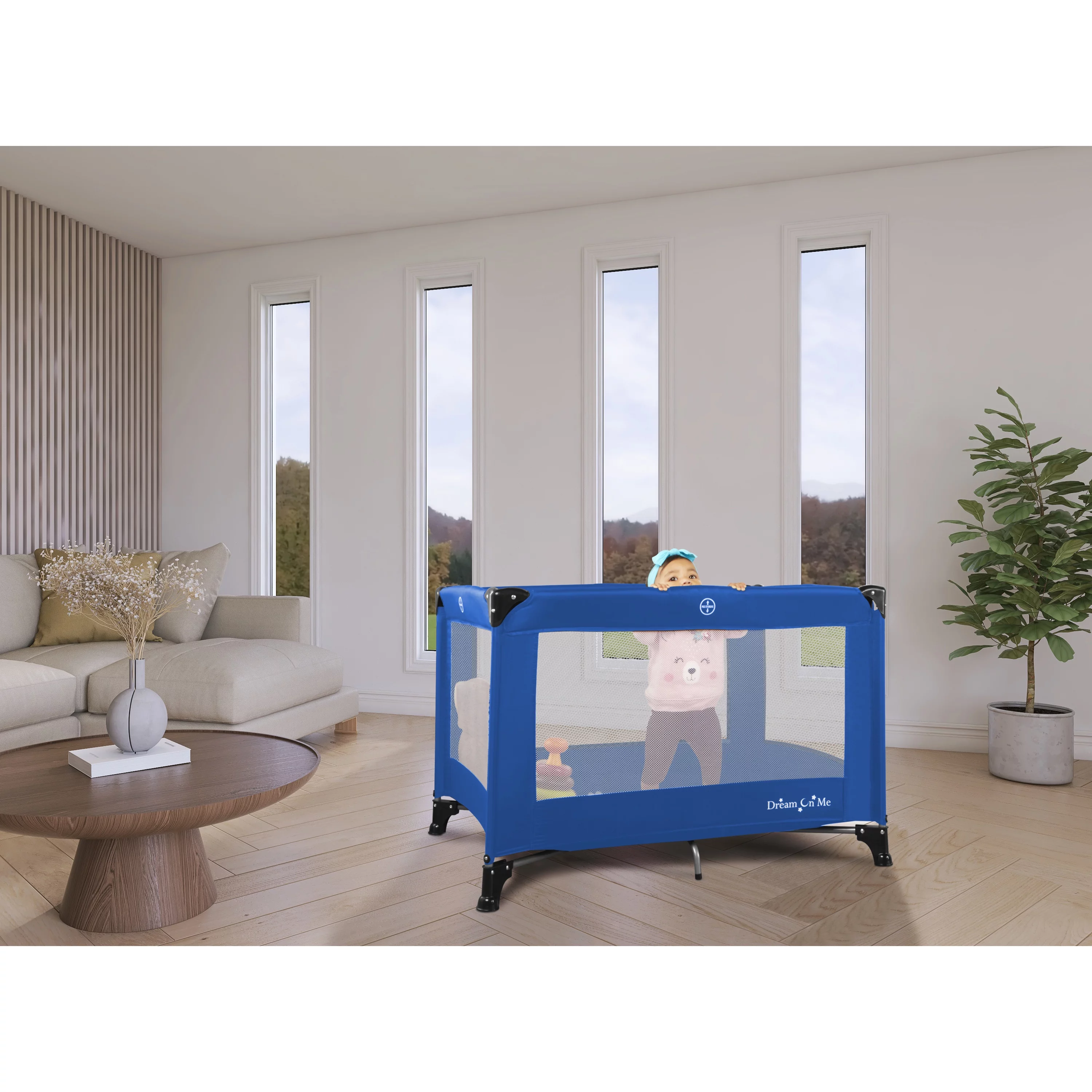 Dream On Me Nest Portable Play Yard with Carry Bag and Shoulder Strap, Pink - Womvr