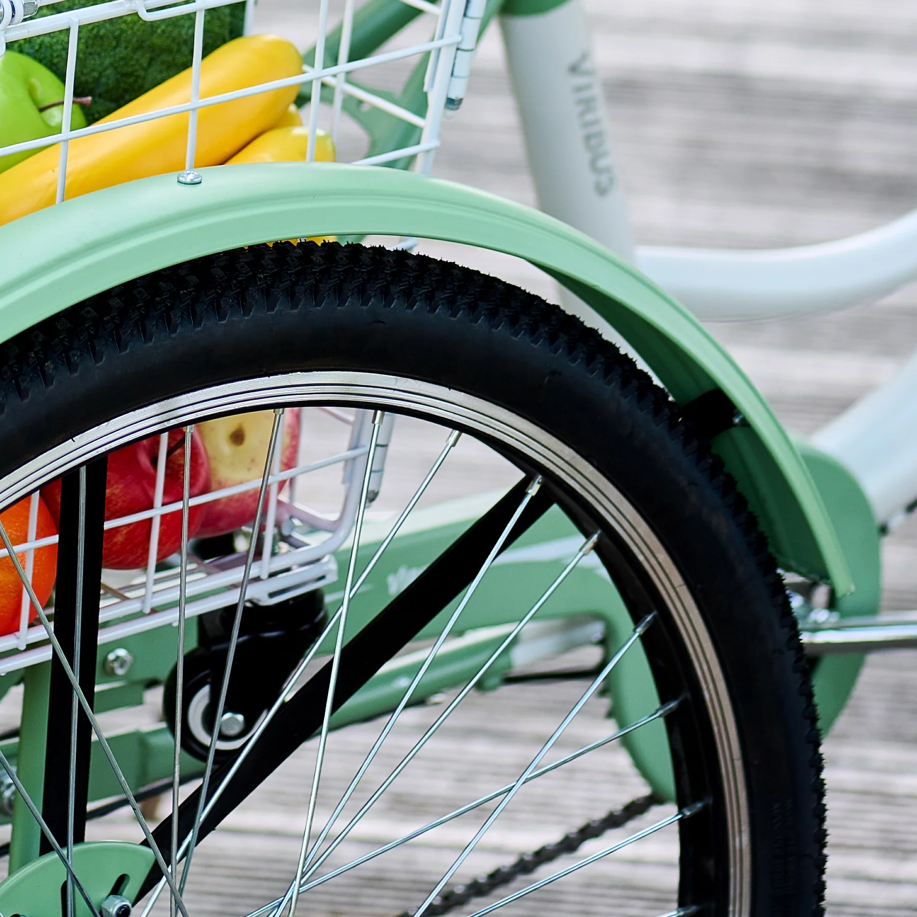 VIRIBUS 24 Inch Adult Trike 7 Speed Bike w Adjustable Seat 2 Baskets Matte Gray - Womvr